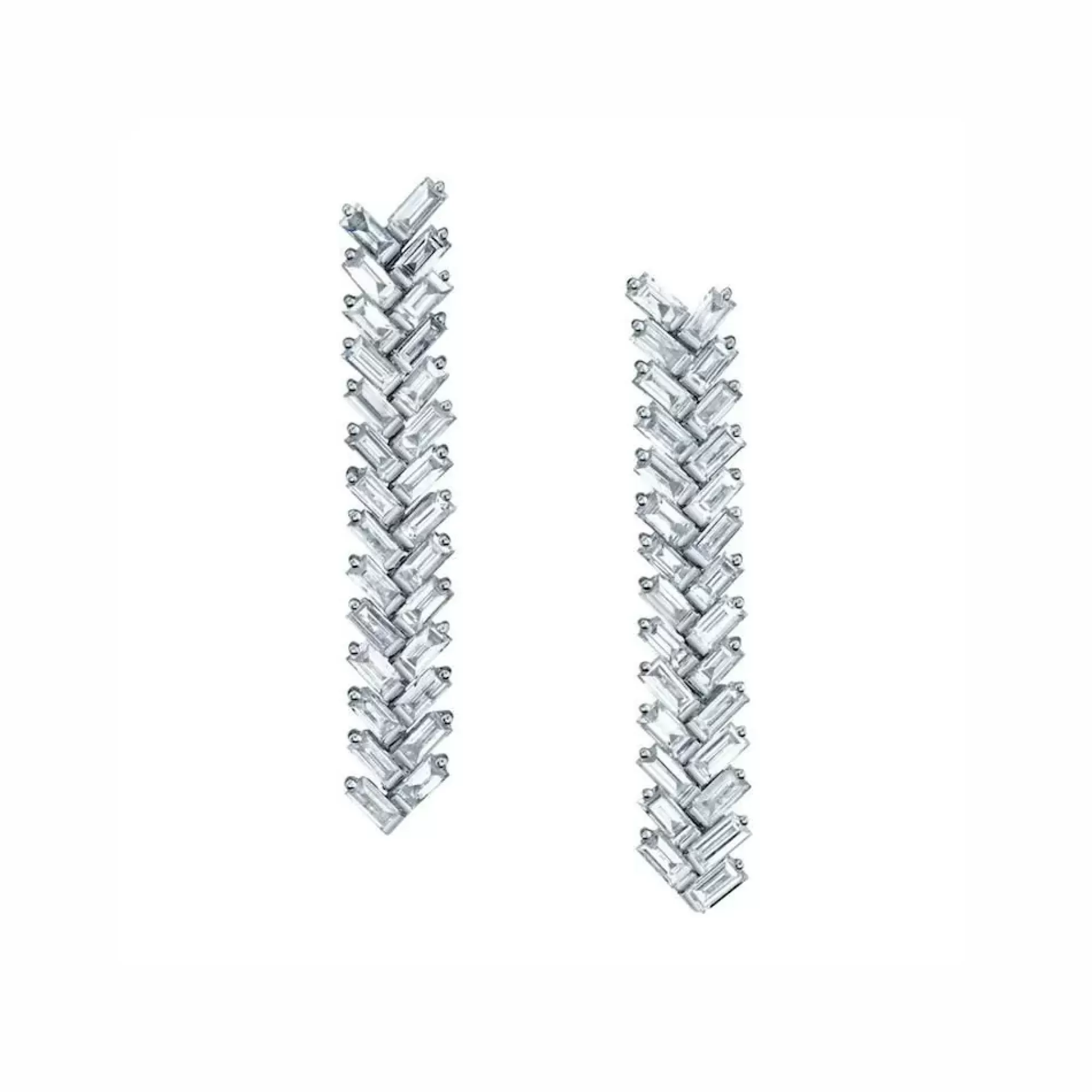 Anita Ko 18K White Gold Diamond Baguette Short Zipper Earrings Fashion