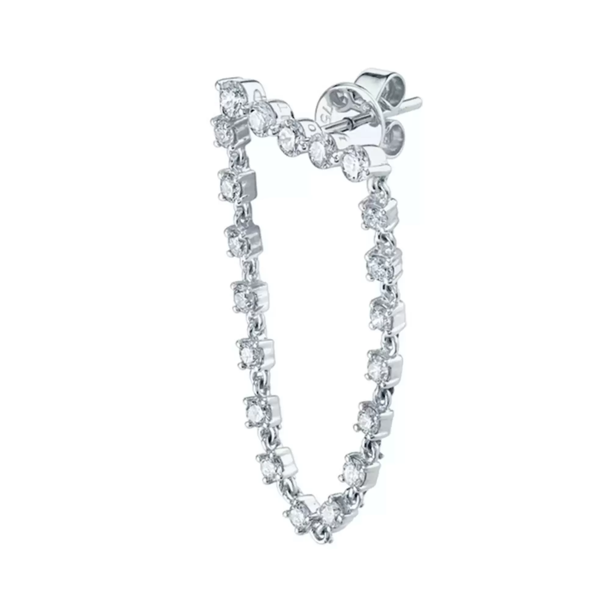 Anita Ko 18K White Gold Round Diamond Bar Loop Single Earring Clearance
