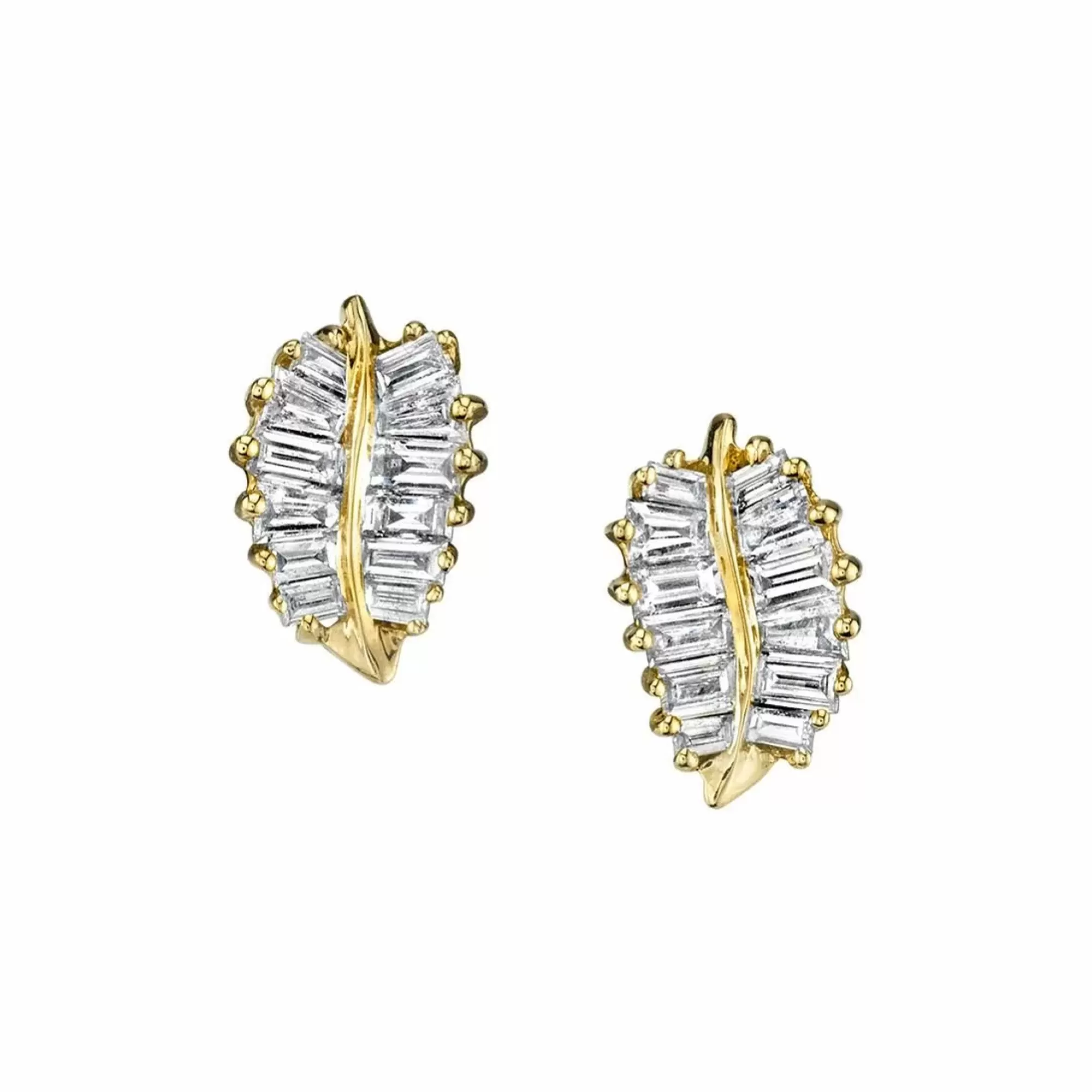 Anita Ko 18K Yellow Gold Baguette Diamond Small Palm Leaf Earrings Online