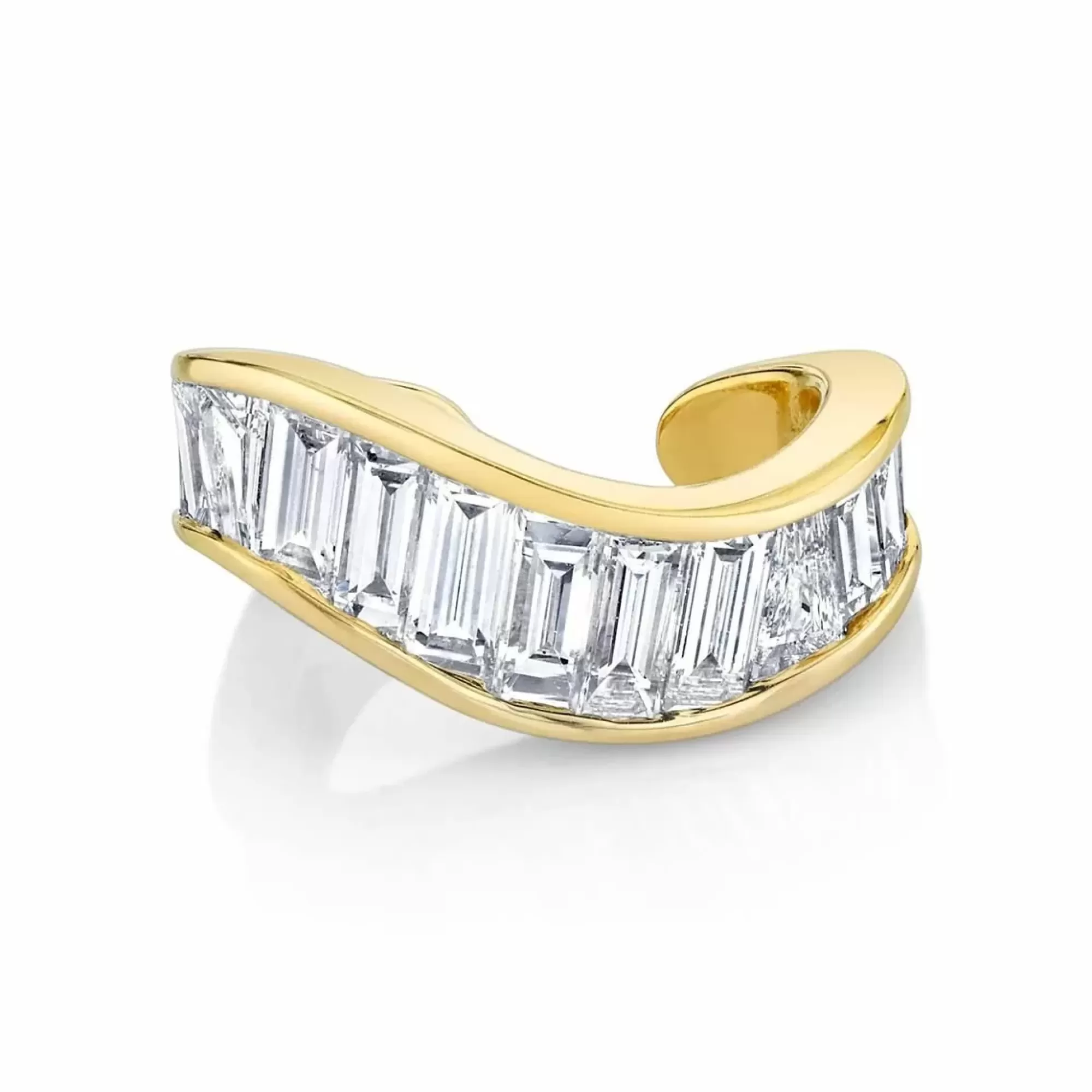 Anita Ko 18K Yellow Gold Baguette Diamond Wave Ear Cuff Discount
