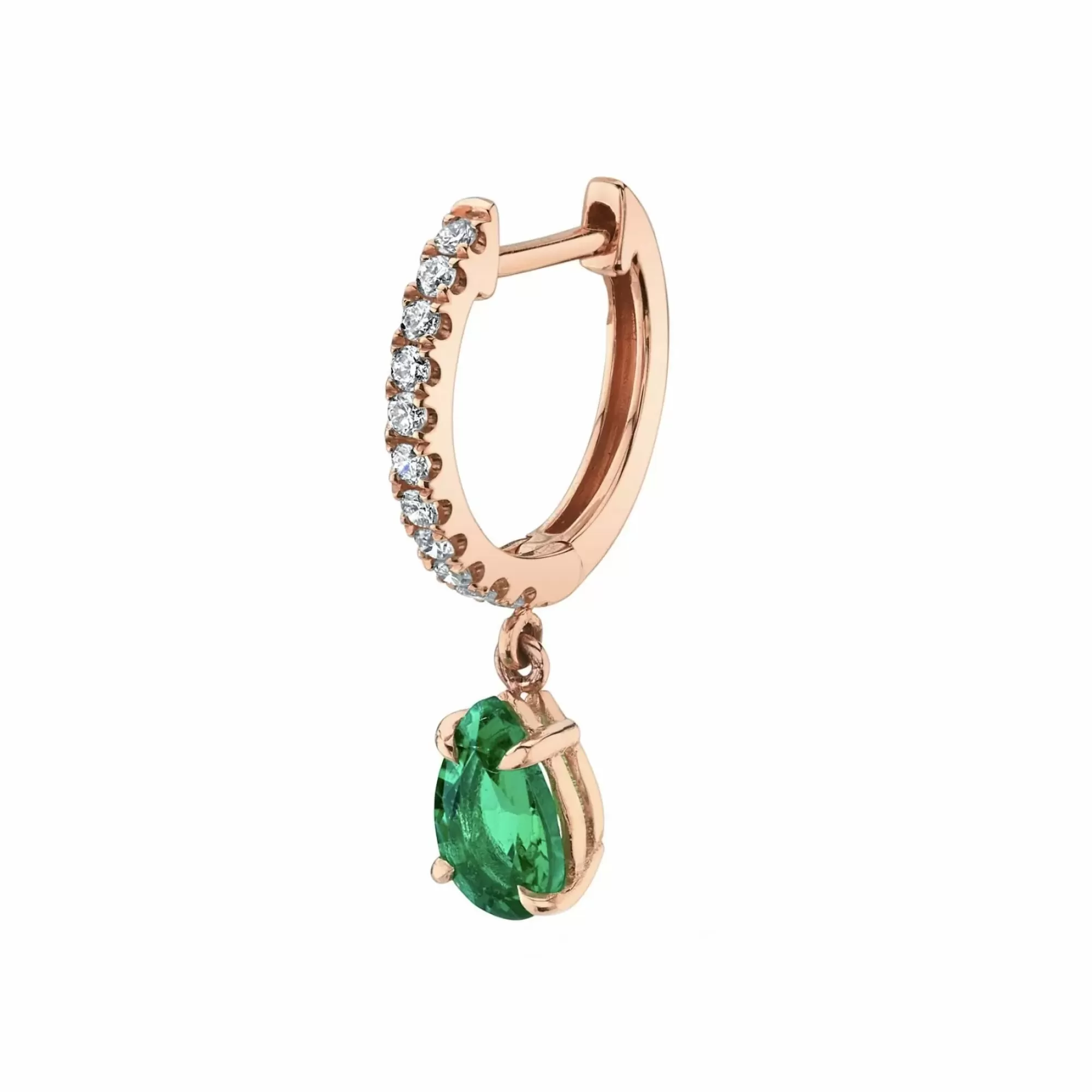 Anita Ko 18K Yellow Gold Diamond And Pear Shape Drop Emerald Single Huggie Earring Discount