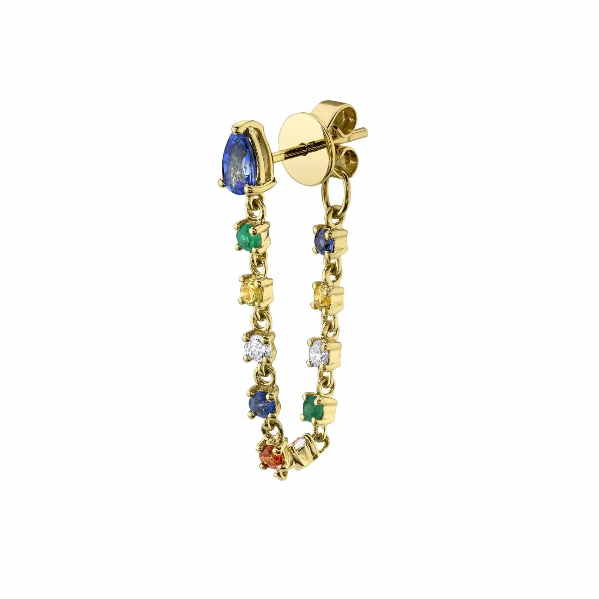 Anita Ko 18K Yellow Gold Diamond Sapphire And Multi Color Gemstone Loop Earring Best Sale
