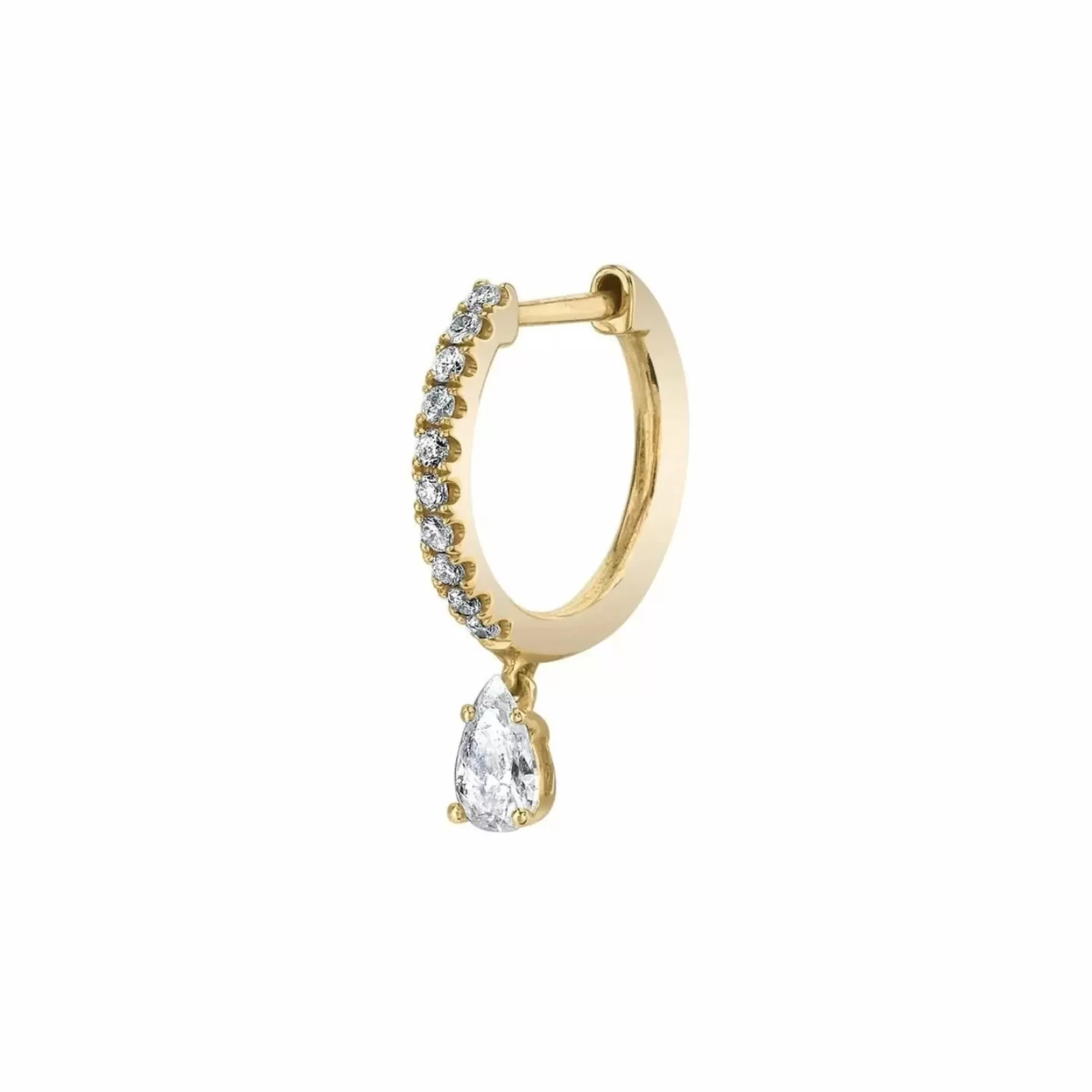 Anita Ko 18K Yellow Gold Pave Diamond Huggie Earring With A Pear Shape Diamond Drop Online