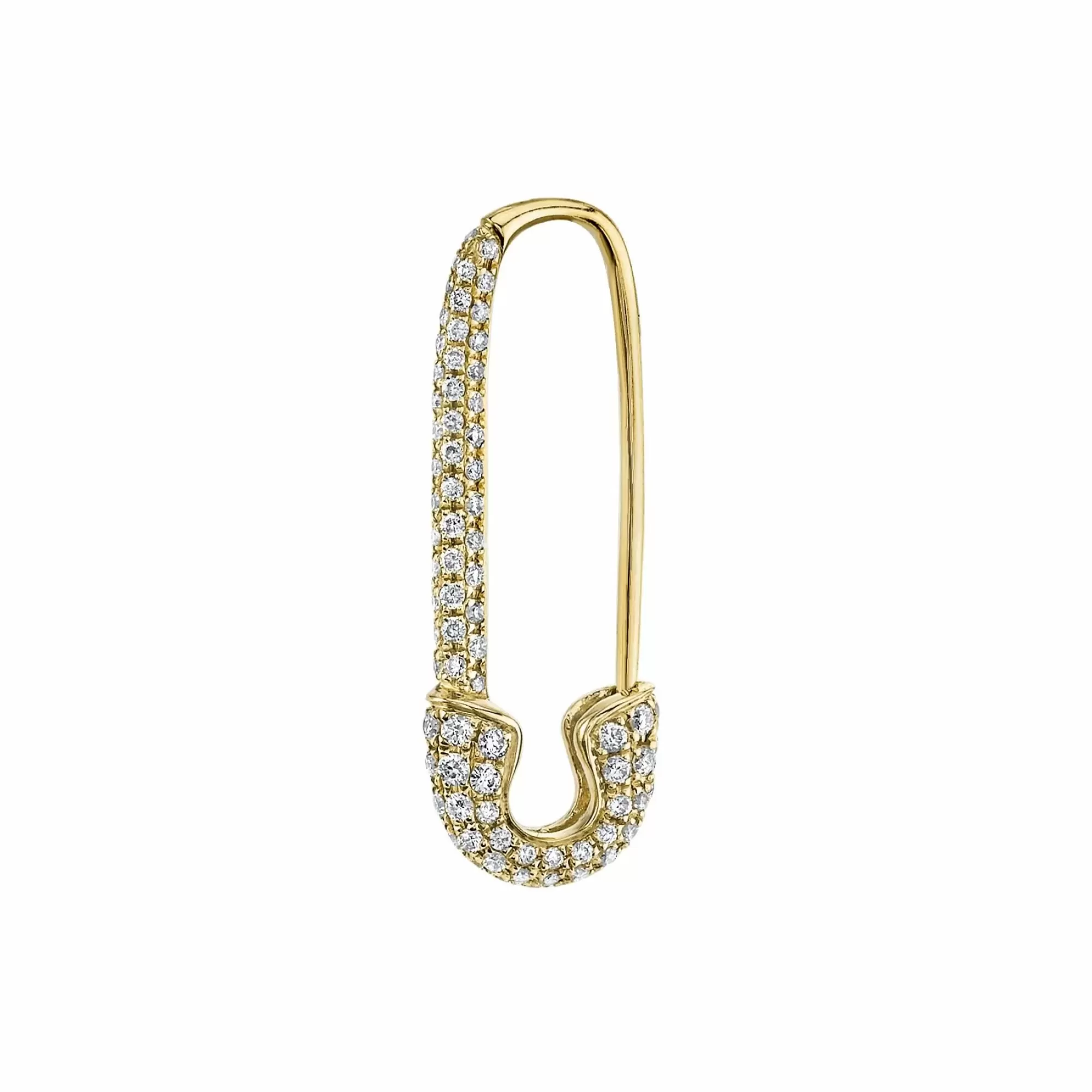 Anita Ko 18K Yellow Gold Pave Diamond Safety Pin Earring Fashion