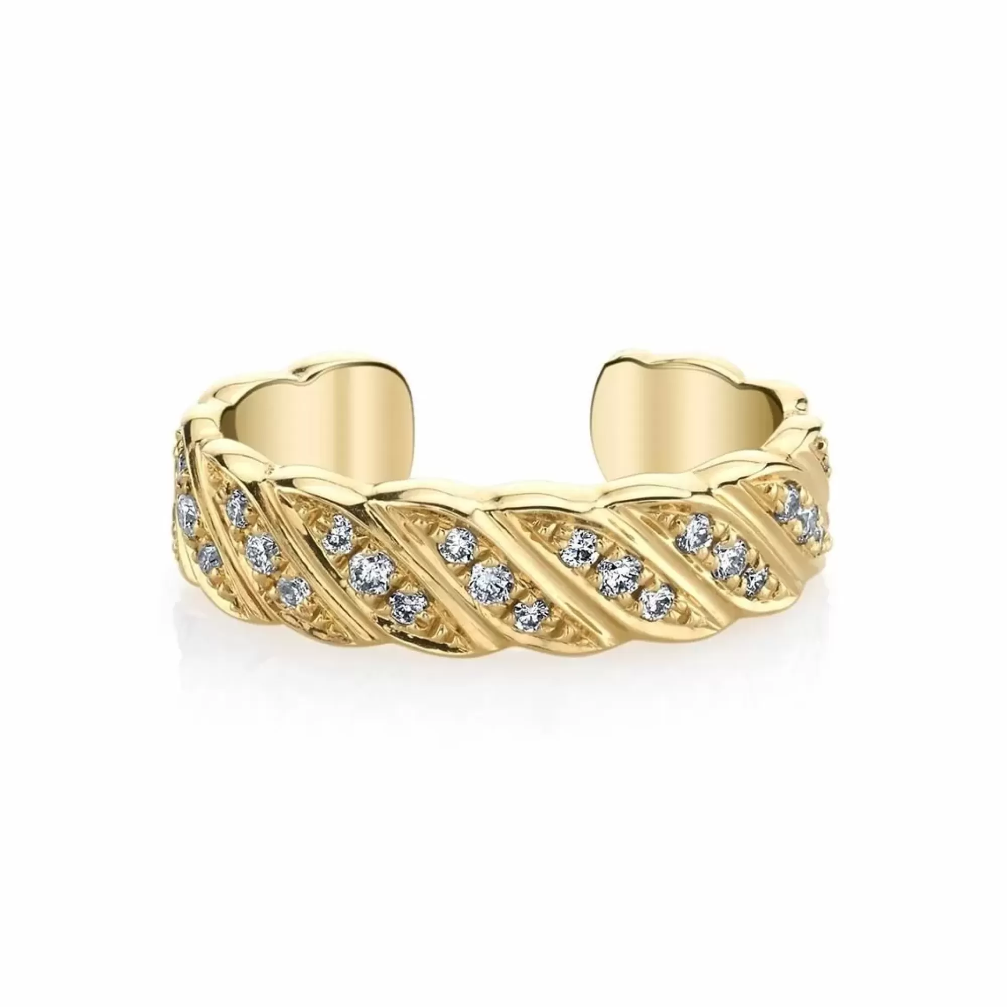 Anita Ko 18K Yellow Gold Pave Diamond Thin Braid Ear Cuff Fashion