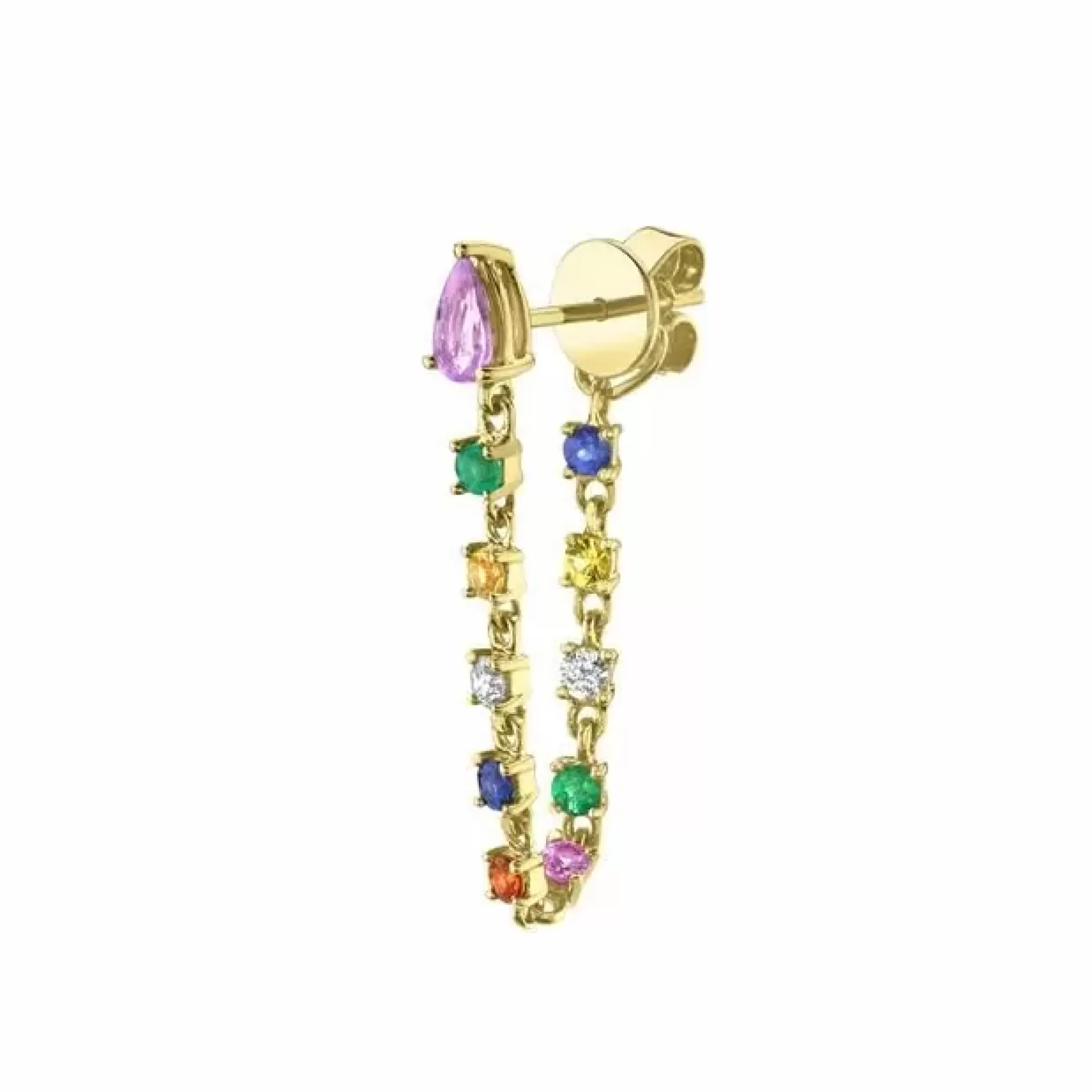 Anita Ko 18K Yellow Gold Pear Shaped Pink Sapphire And Rainbow Gemstone Loop Single Earring Cheap