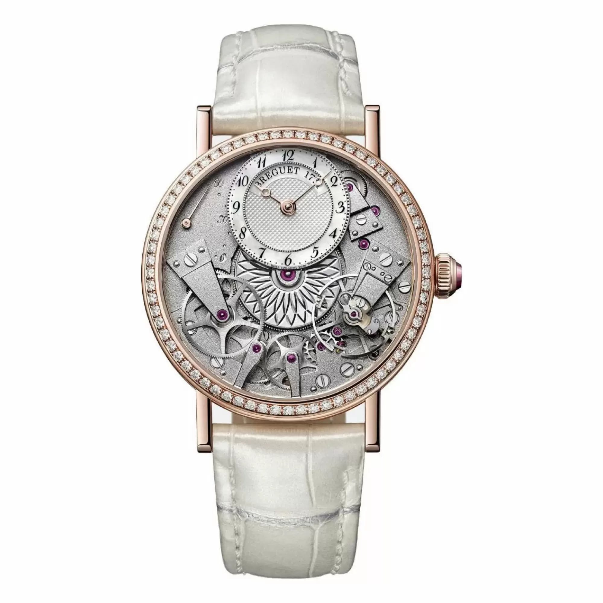 Breguet 18K Rose Gold Traditional Radiant Mother Of Pearl Diamond Dial And Bezel Watch Shop