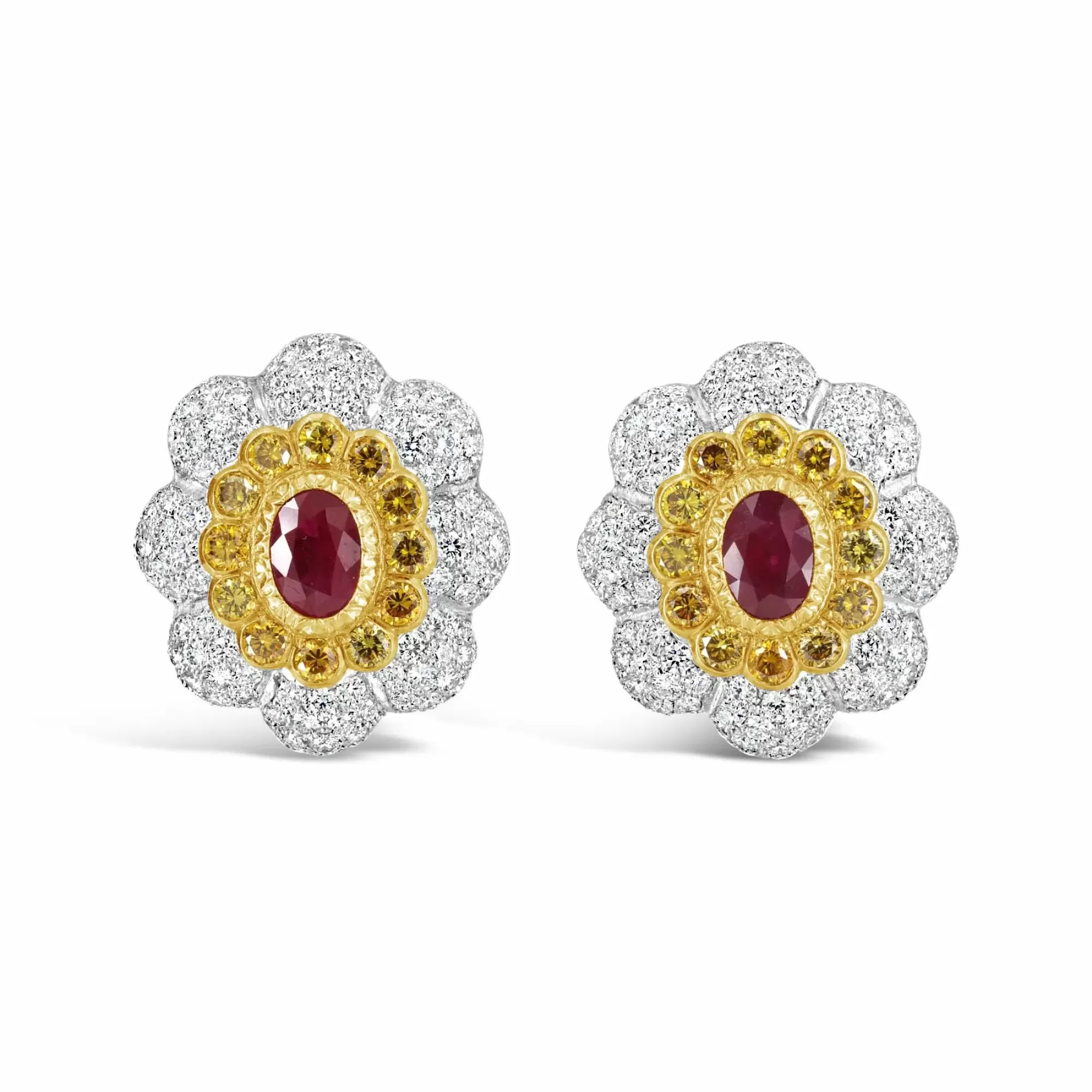 Buccellati 18K Ruby And Diamond Stud Earrings Cheap