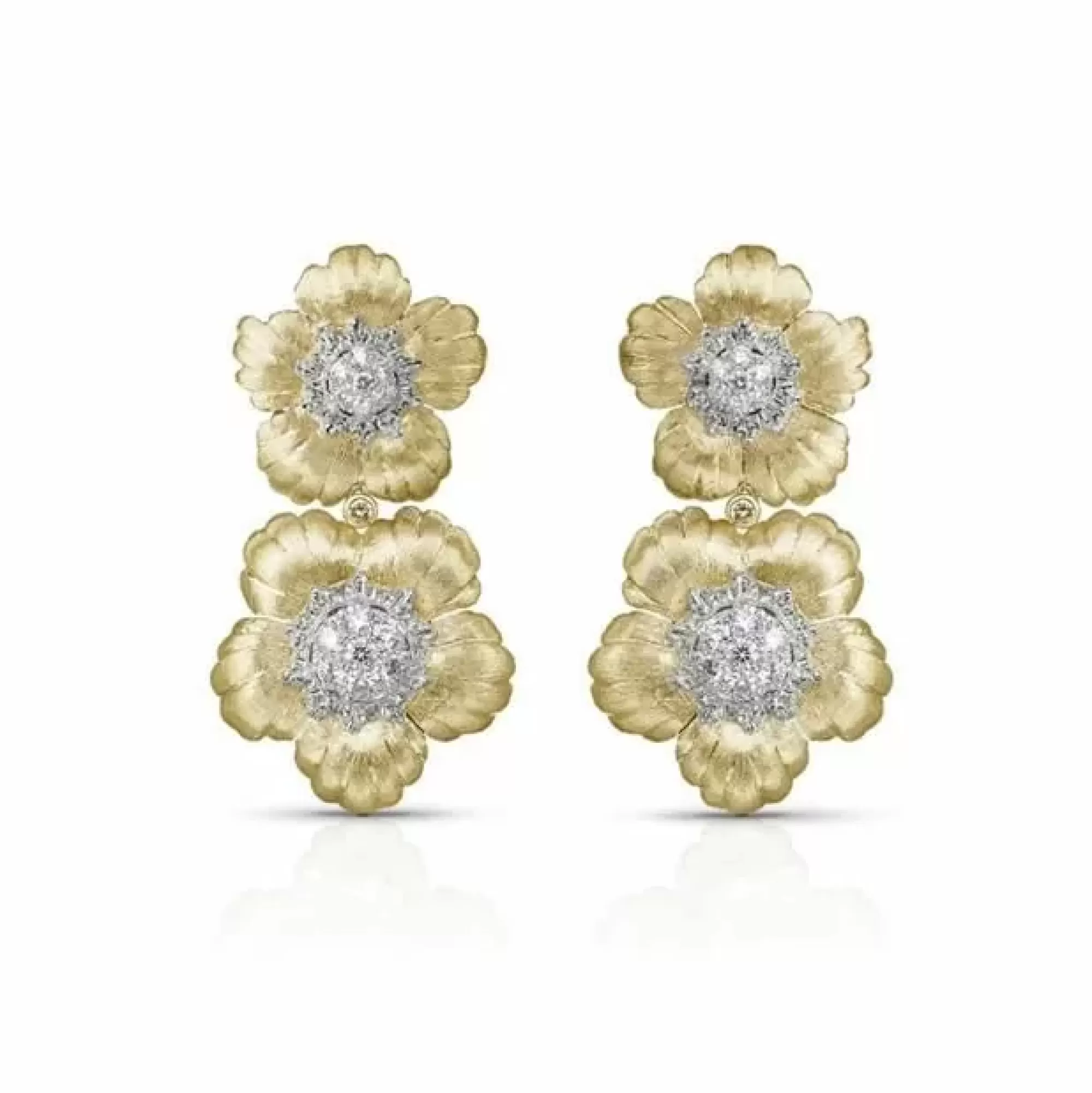 Buccellati Daphne 18K Yellow Gold Diamond Flower Earrings Best