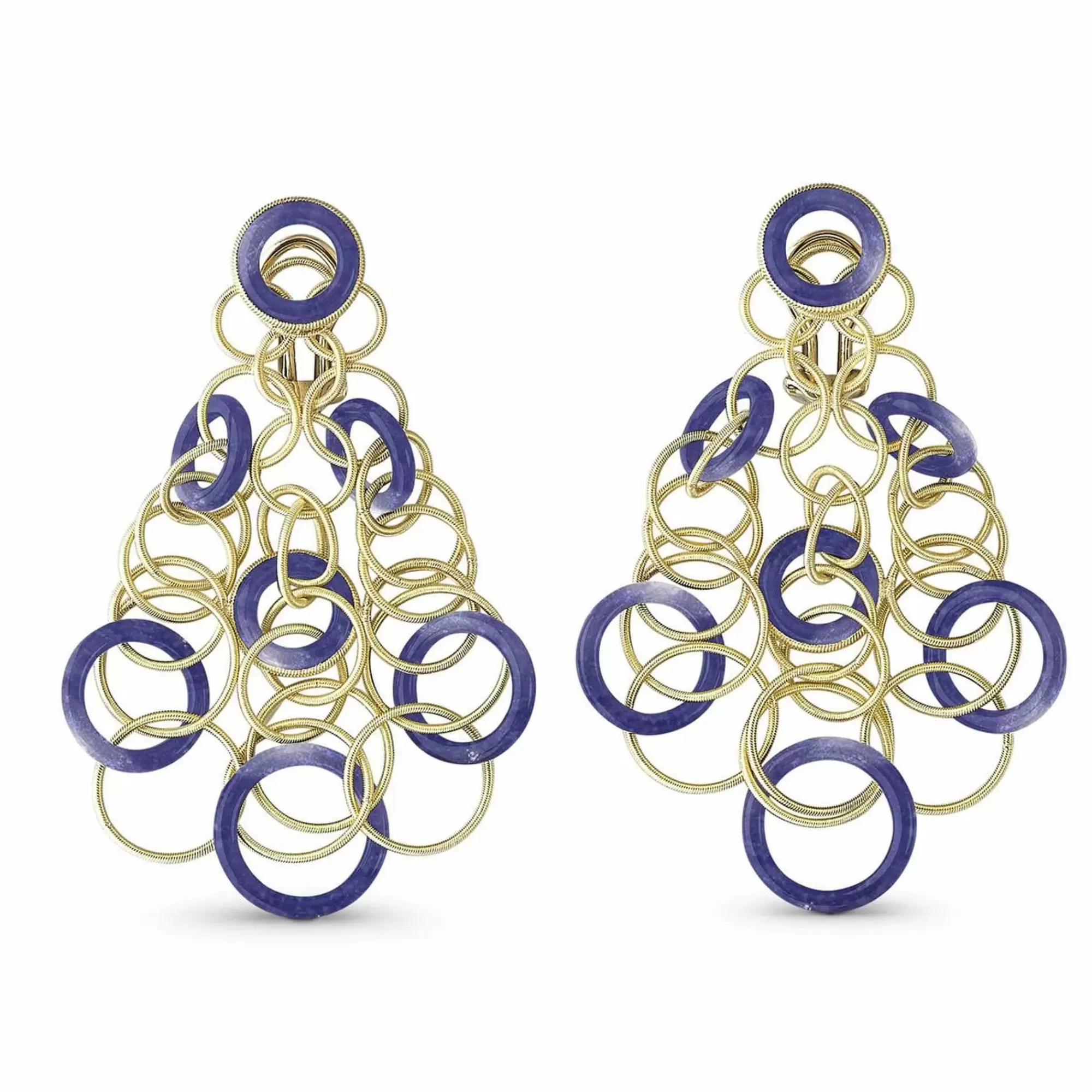 Buccellati Hawaii 18K Yellow Gold Lapis Short Pendant Earrings Discount