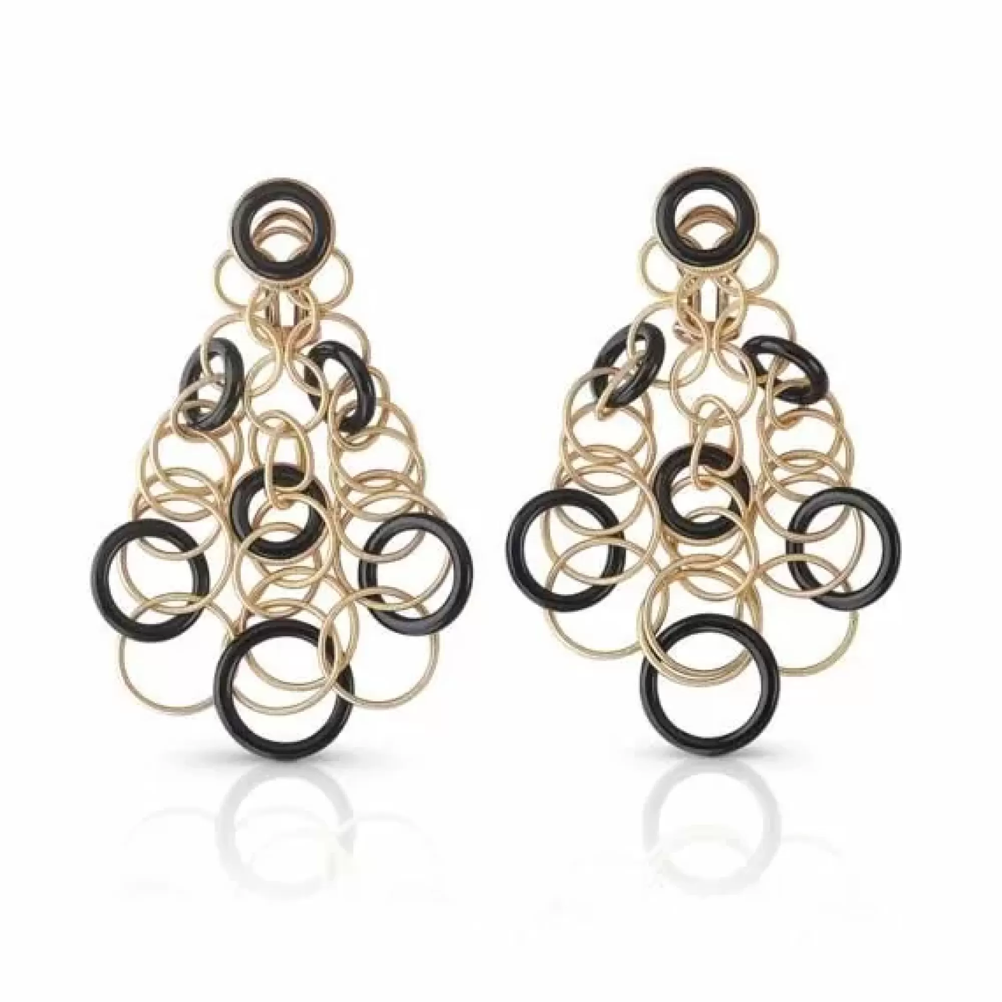 Buccellati Hawaii 18K Yellow Gold Onyx Short Pendant Earrings Flash Sale
