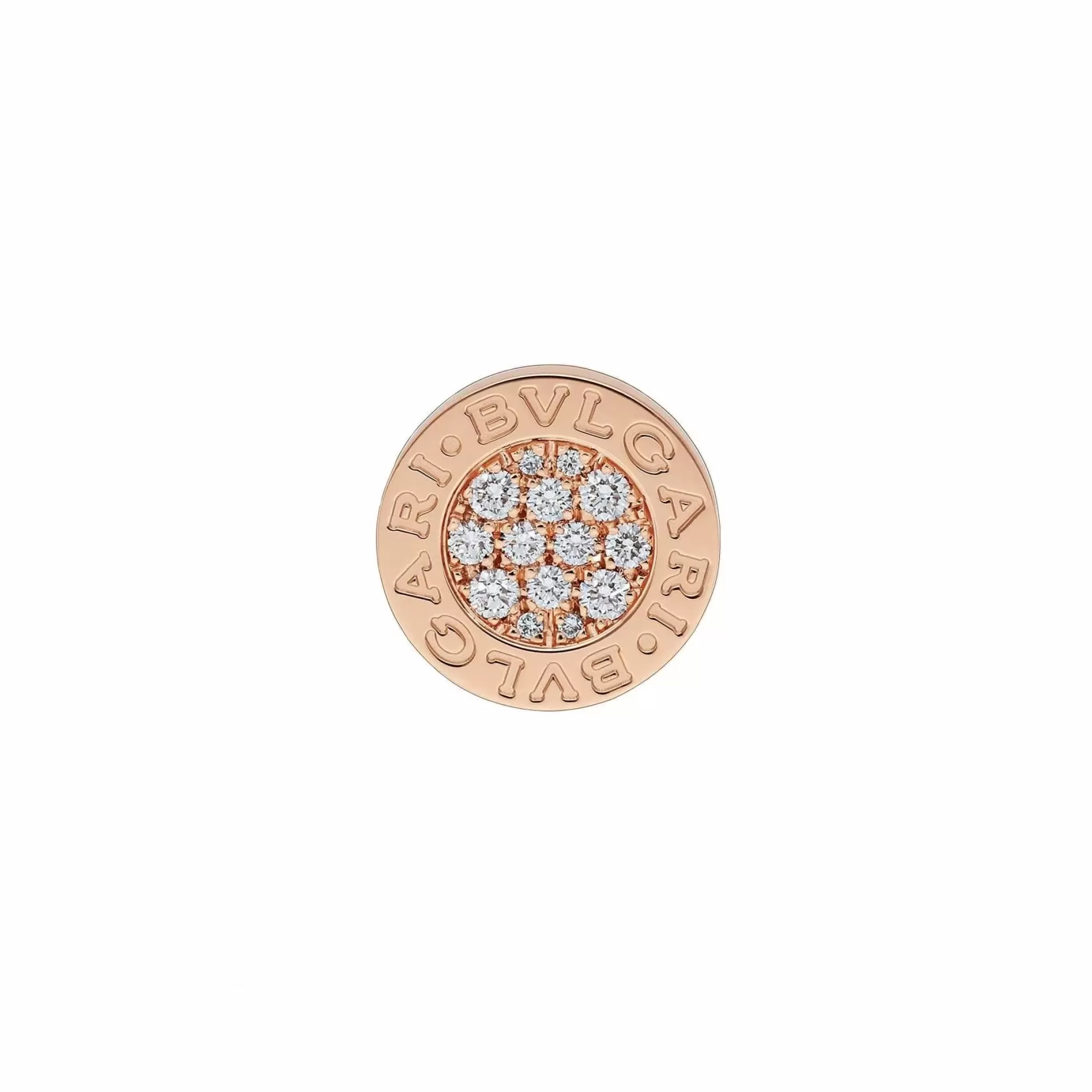 Bvlgari 18K Rose Gold Pave Diamond Single Stud Earring New
