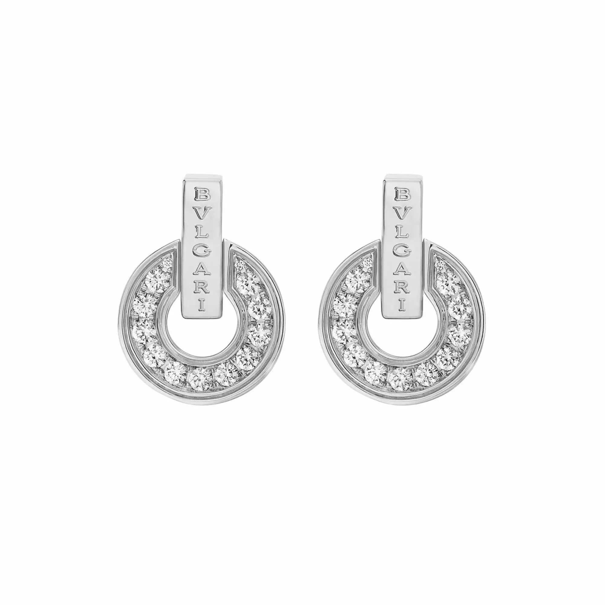 Bvlgari 18K White Gold Openwork Earrings With Pave Diamonds Best