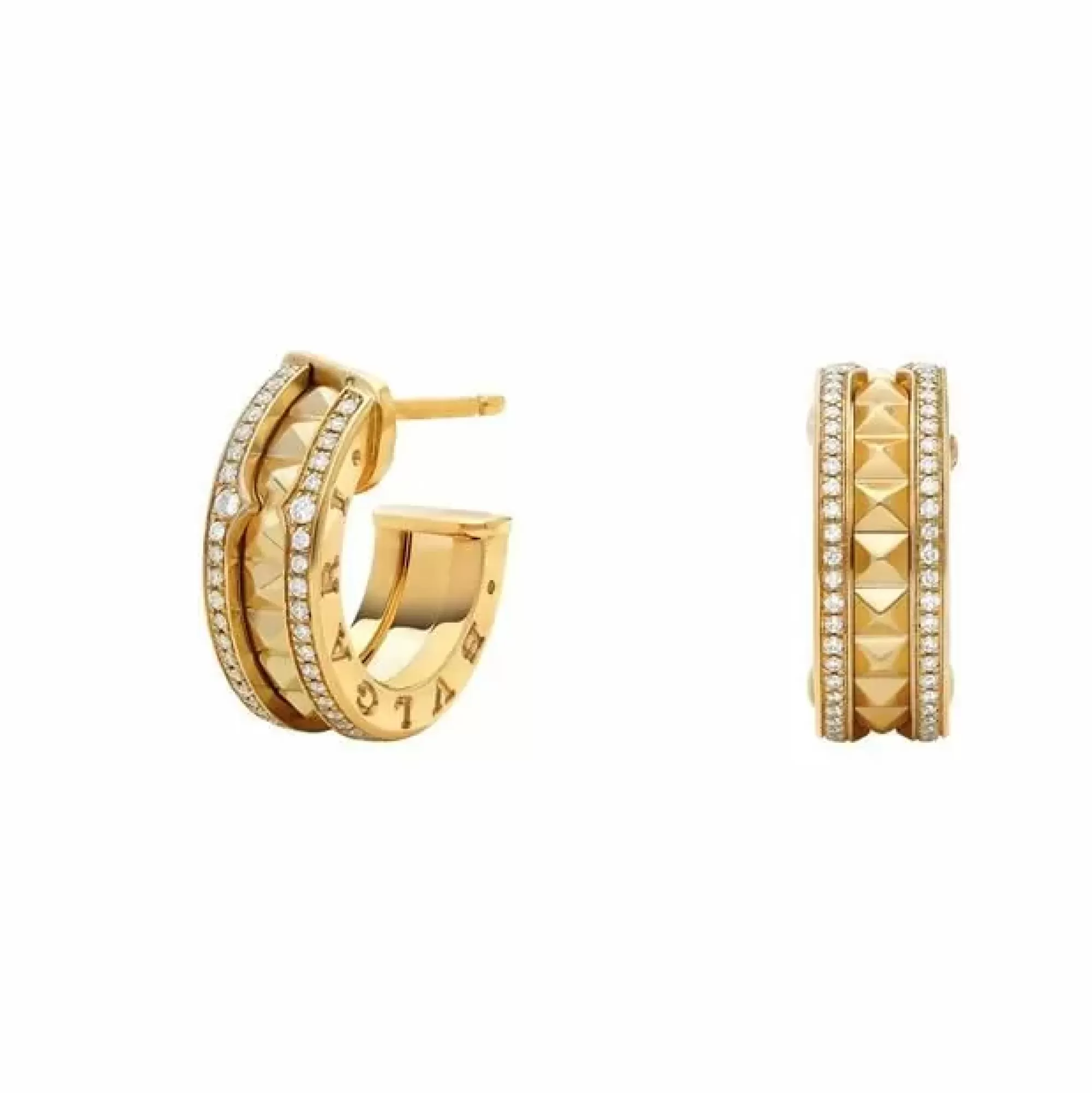 Bvlgari B.Zero1 Rock 18K Yellow Gold And Diamond Huggie Earrings Best