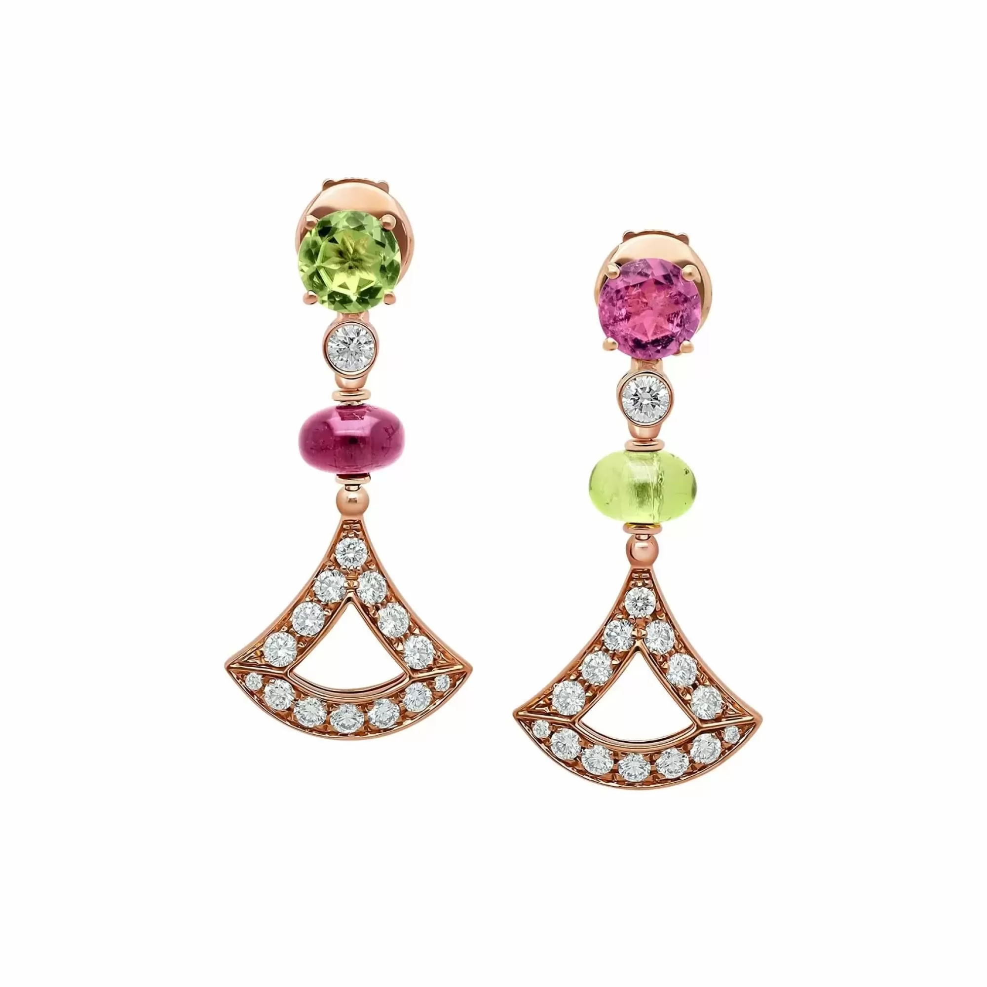 Bvlgari Diva's Dream 18K Rose Gold Drop Earrings With Colored Gemstones And Diamonds Flash Sale
