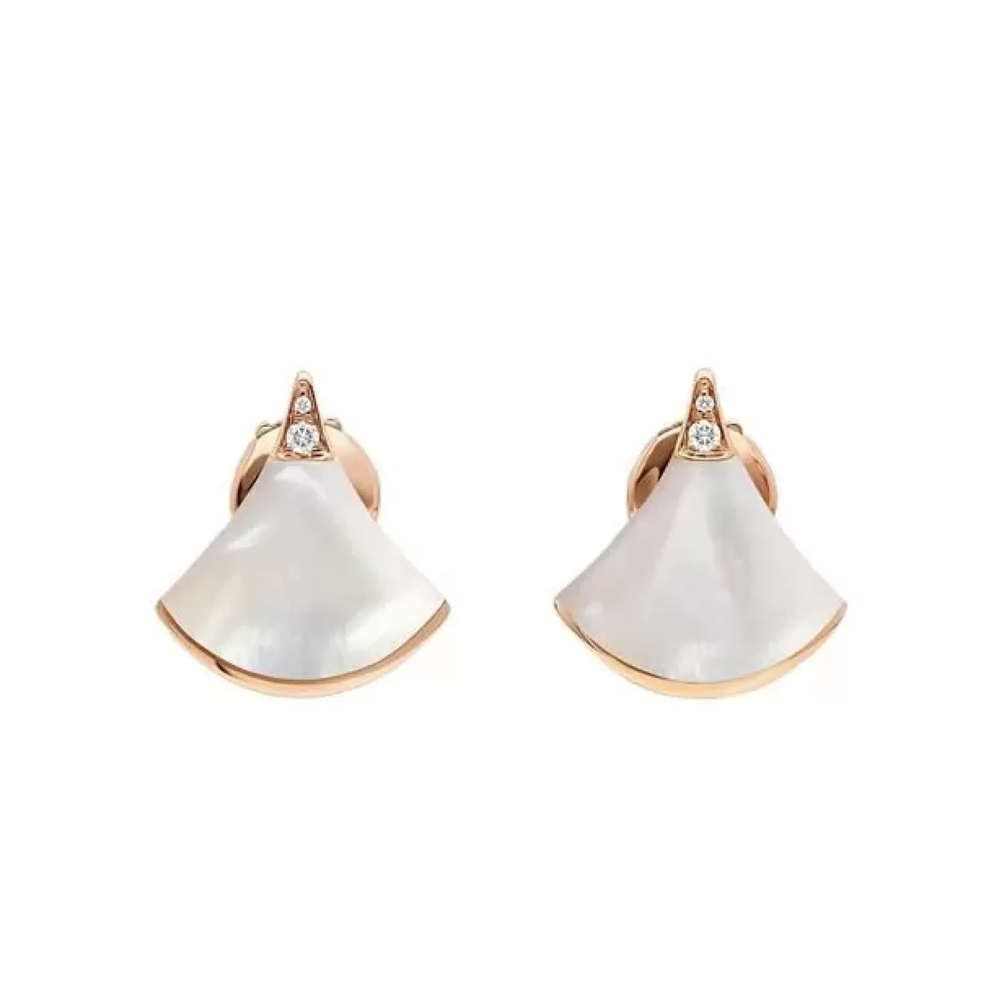 Bvlgari Divas Dream 18K White Gold Diamond And White Mother Of Pearl Earrings Cheap