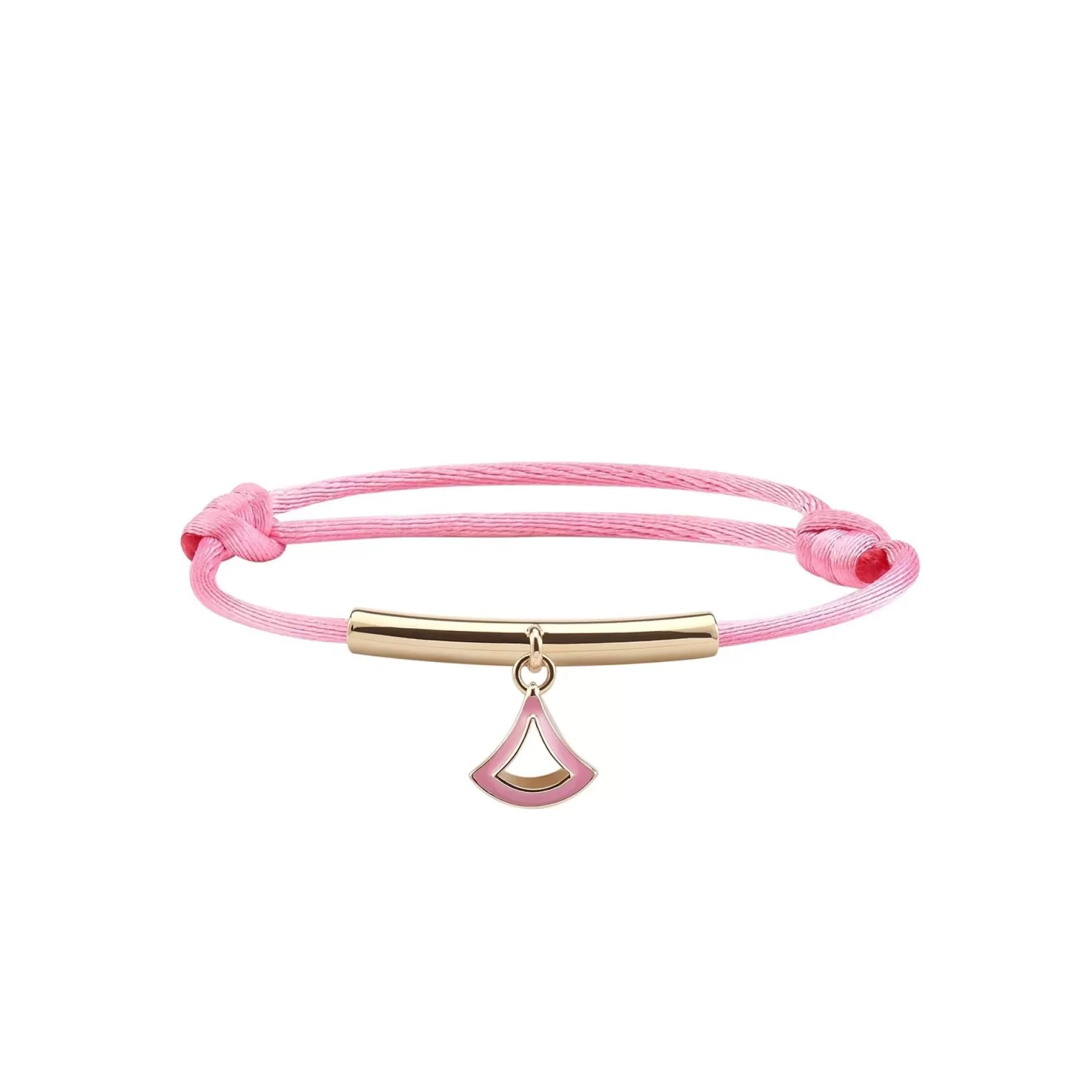 Bvlgari Diva's Dream Mini Candy Quartz Pink Cord And Gold Plated Brass Plate Bracelet New