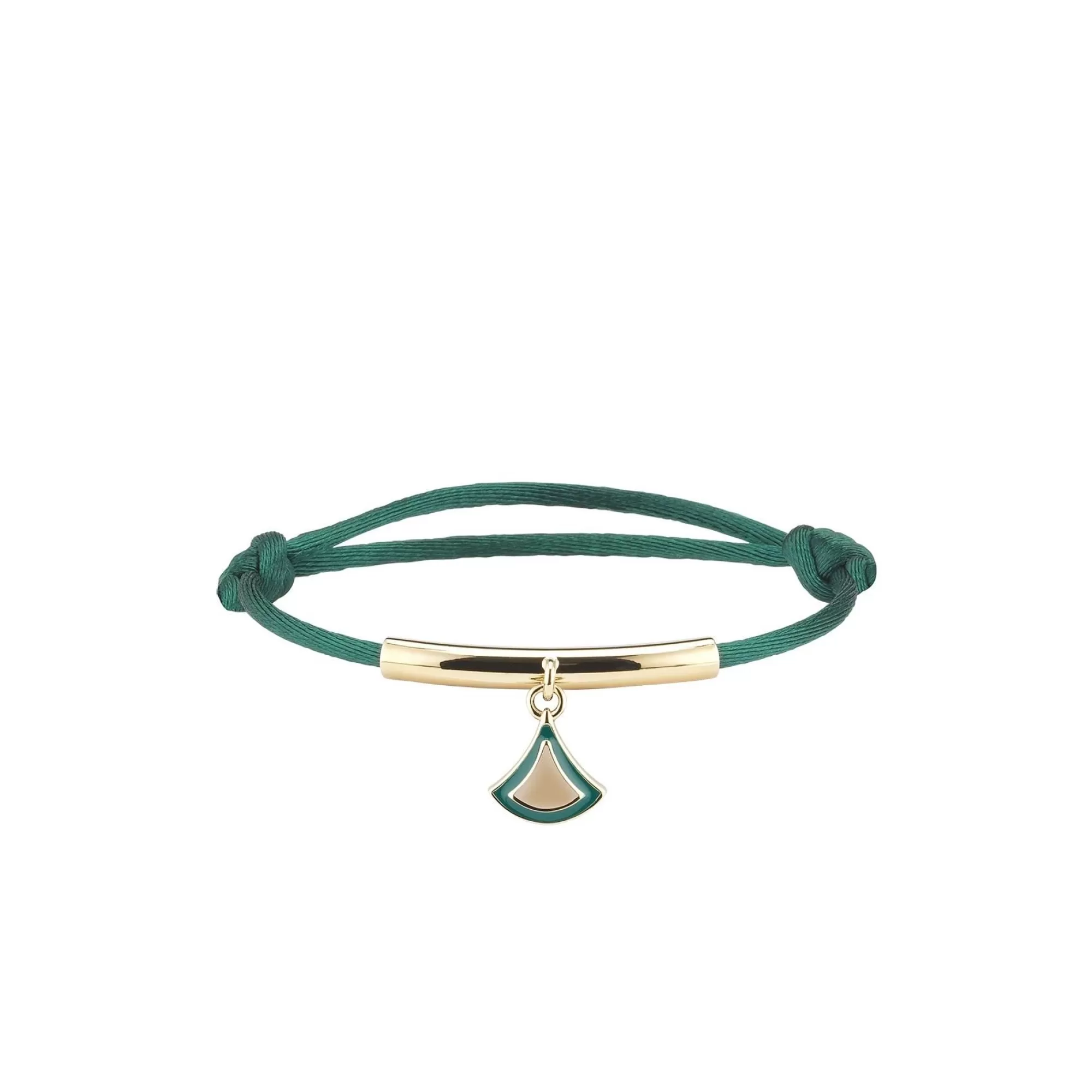 Bvlgari Diva's Dream Mini Green Cord And Gold Plated Brass Plate Bracelet Discount