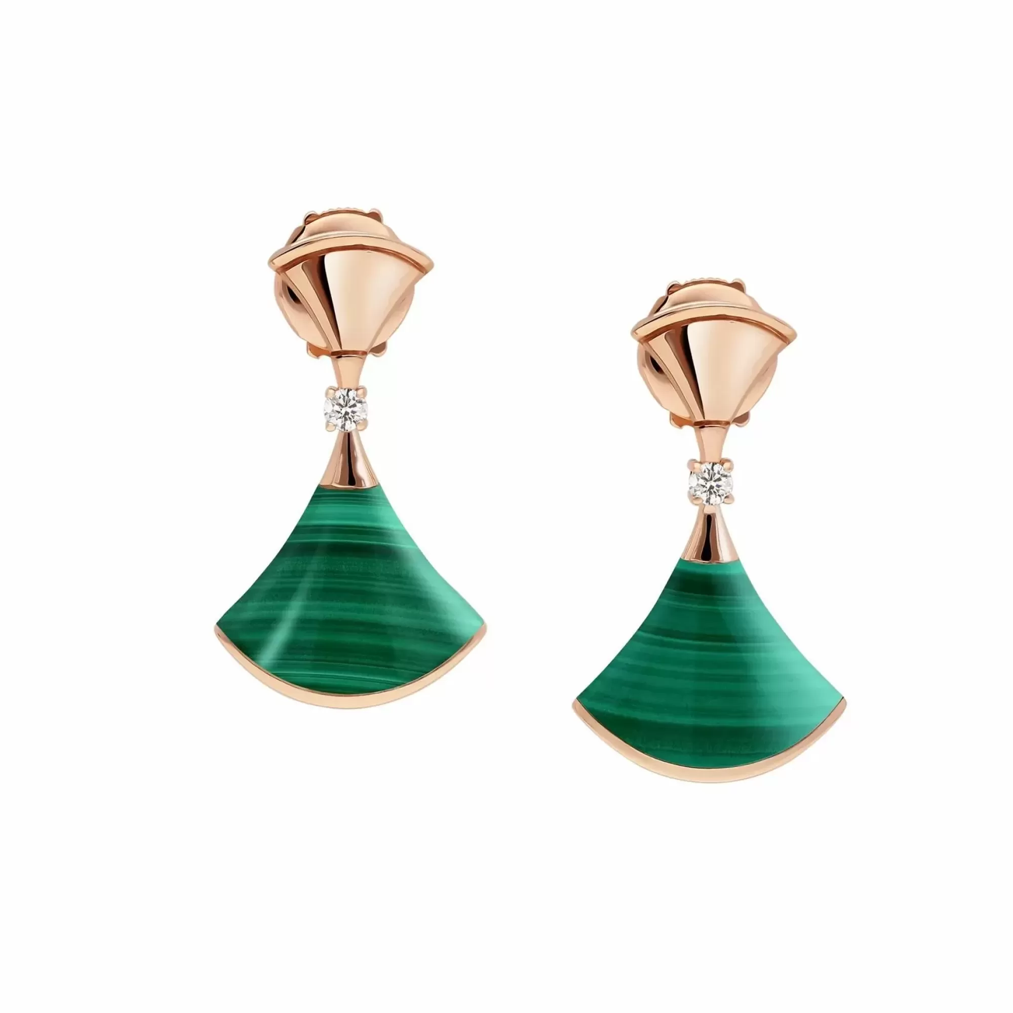 Bvlgari Divas Dream Rose Gold Malachite And Diamond Drop Earrings Fashion