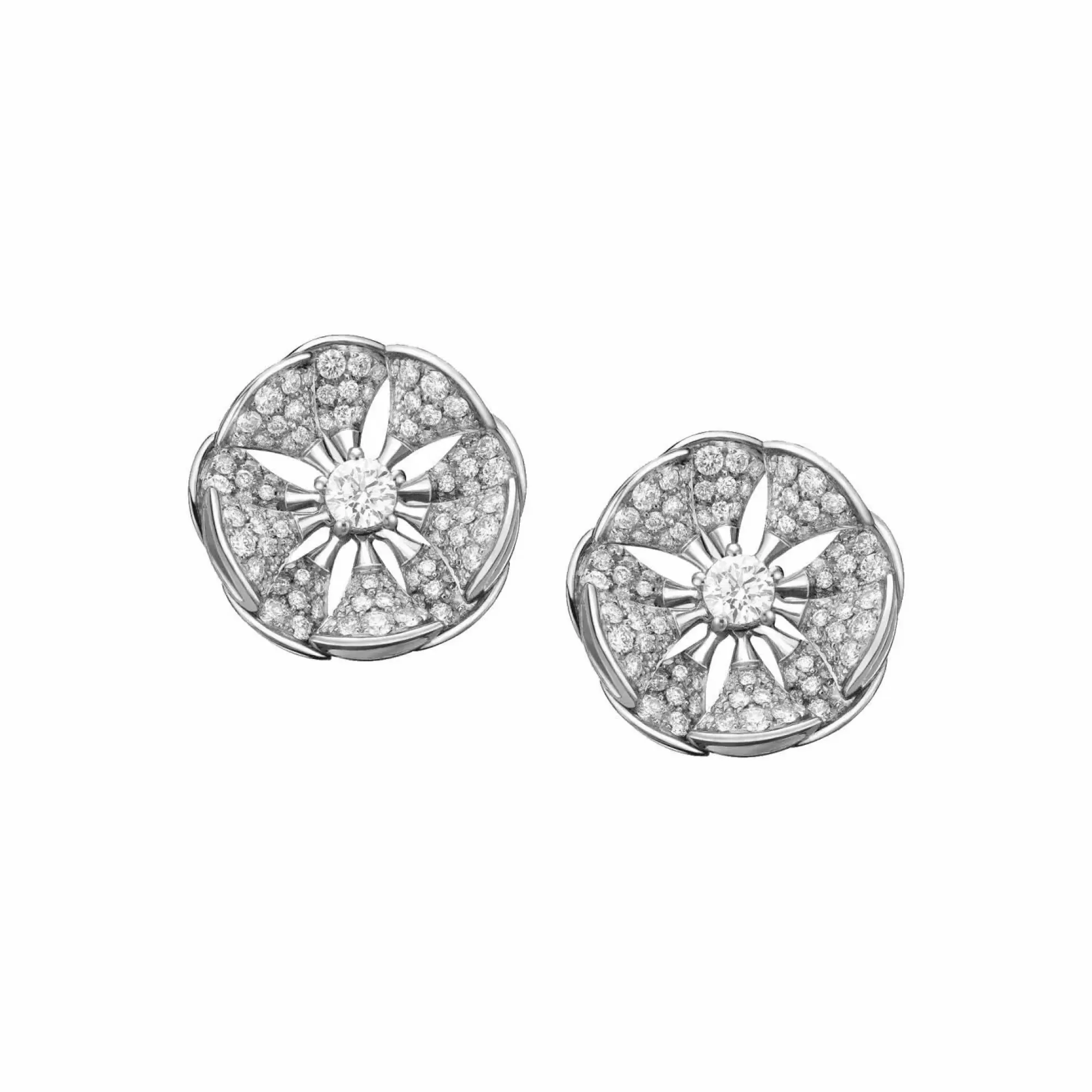 Bvlgari Divissima 18K White Gold Round Diamond Stud Earrings Outlet