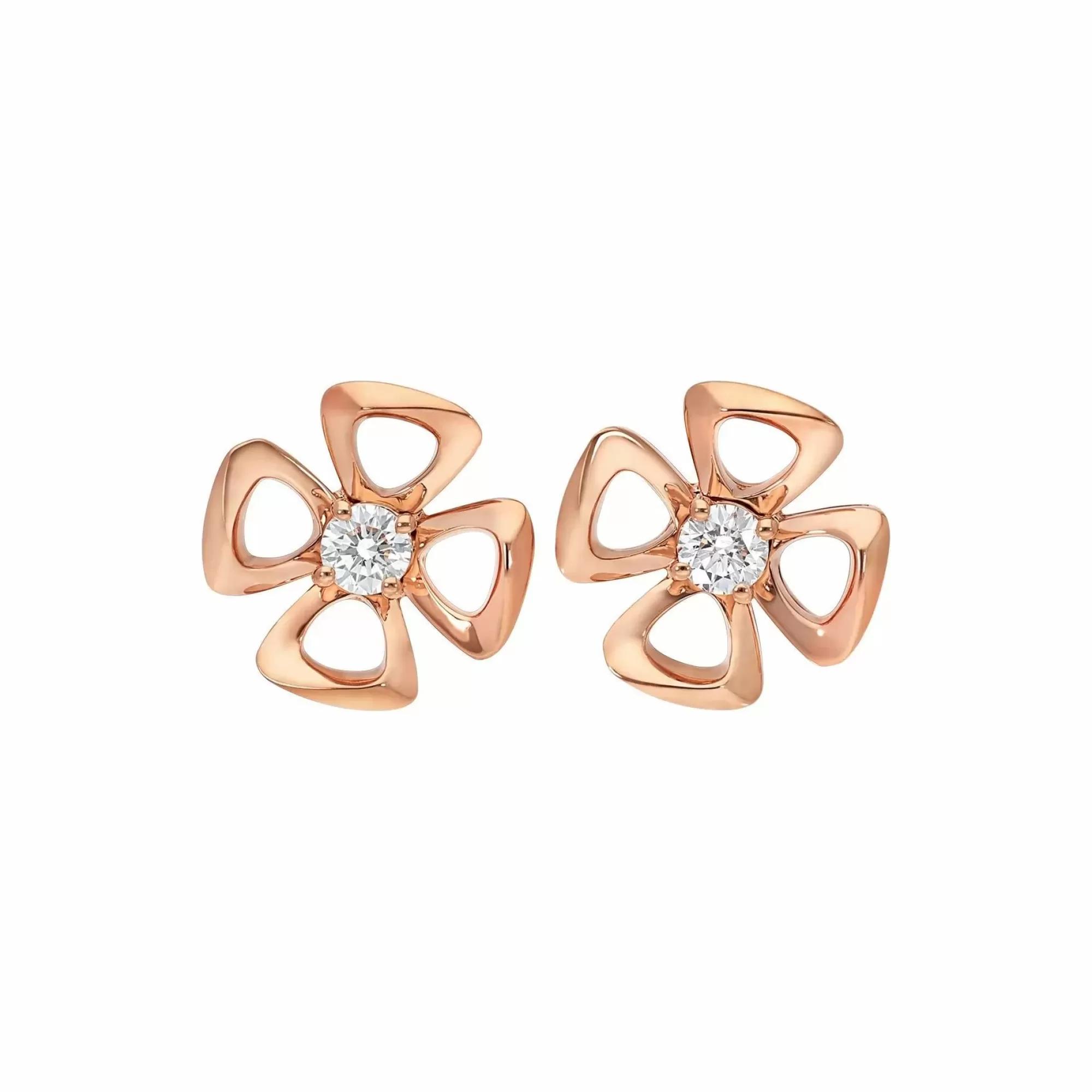 Bvlgari Fiorever Rose Gold Round Diamond Flower Stud Earrings Sale