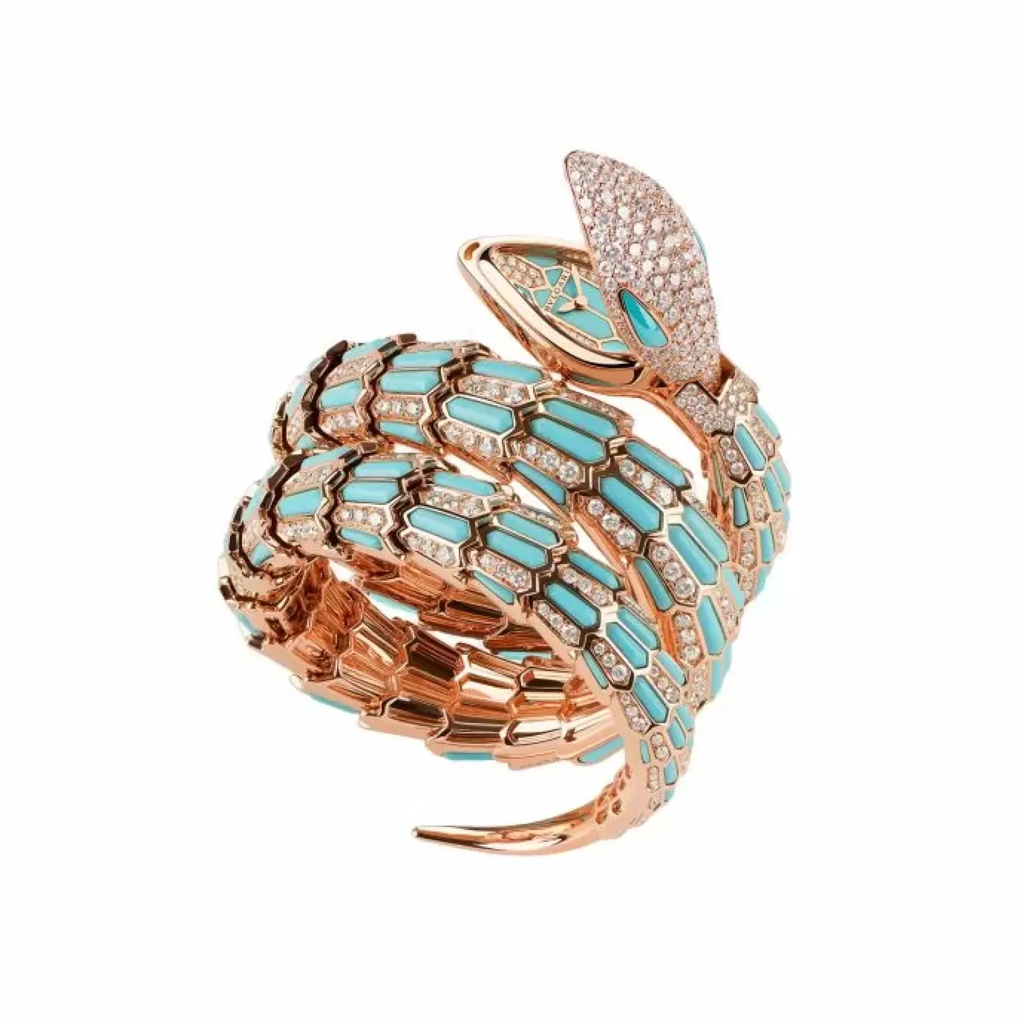 Bvlgari Serpenti Secret 18K Rose Gold Diamond And Turquoise Double Spiral Watch Outlet