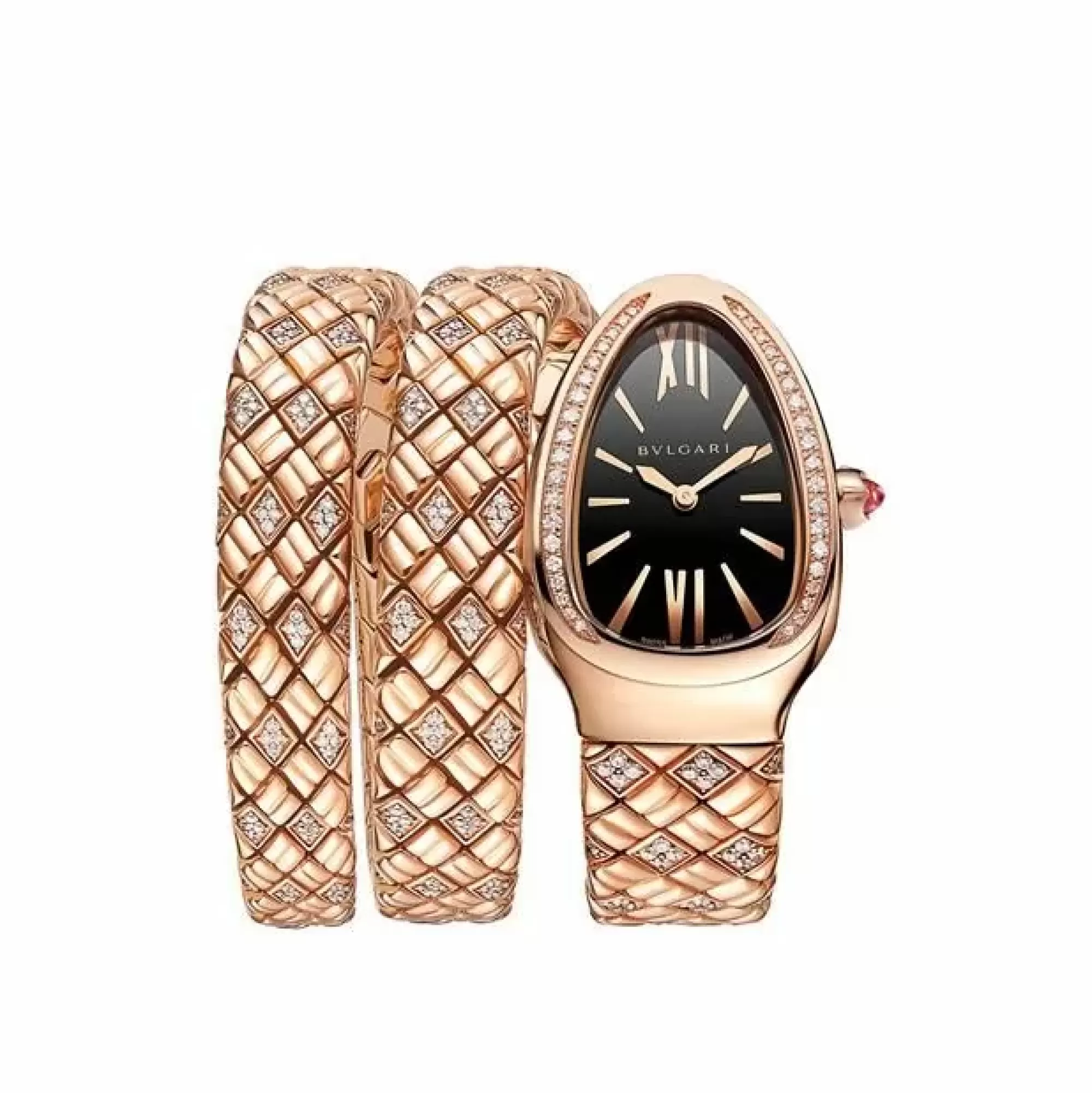 Bvlgari Serpenti Spiga 18K Rose Gold Diamond Double Spiral Watch Online