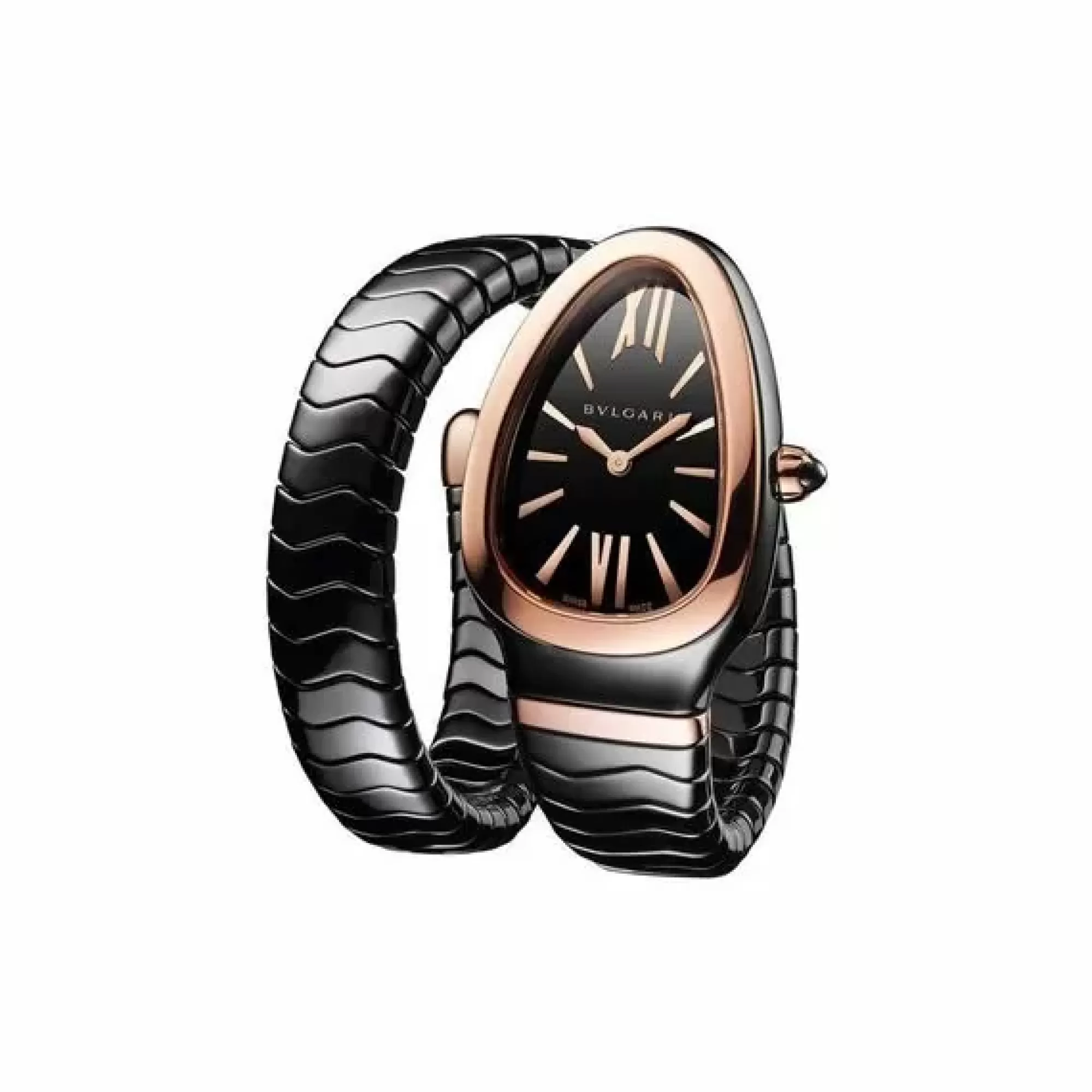 Bvlgari Serpenti Spiga Rose Gold And Ceramic 35Mm Watch Shop