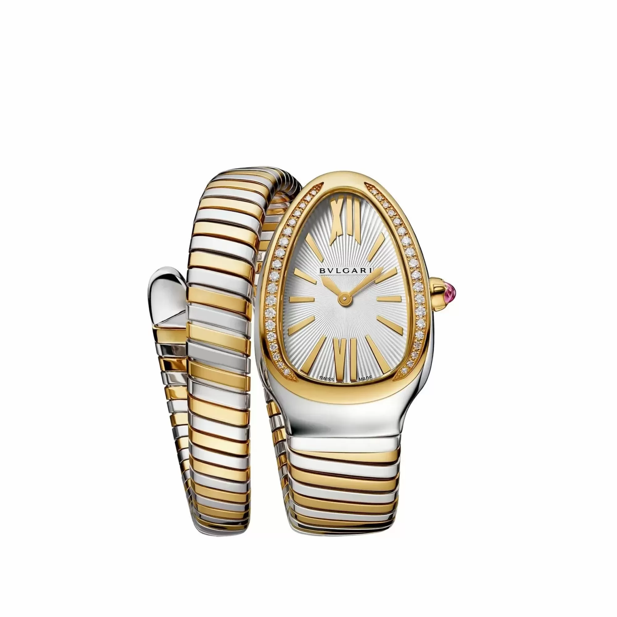 Bvlgari Serpenti Tubogas 18K Two Tone And Stainless Steel 35Mm Diamond Ladies Watch Clearance