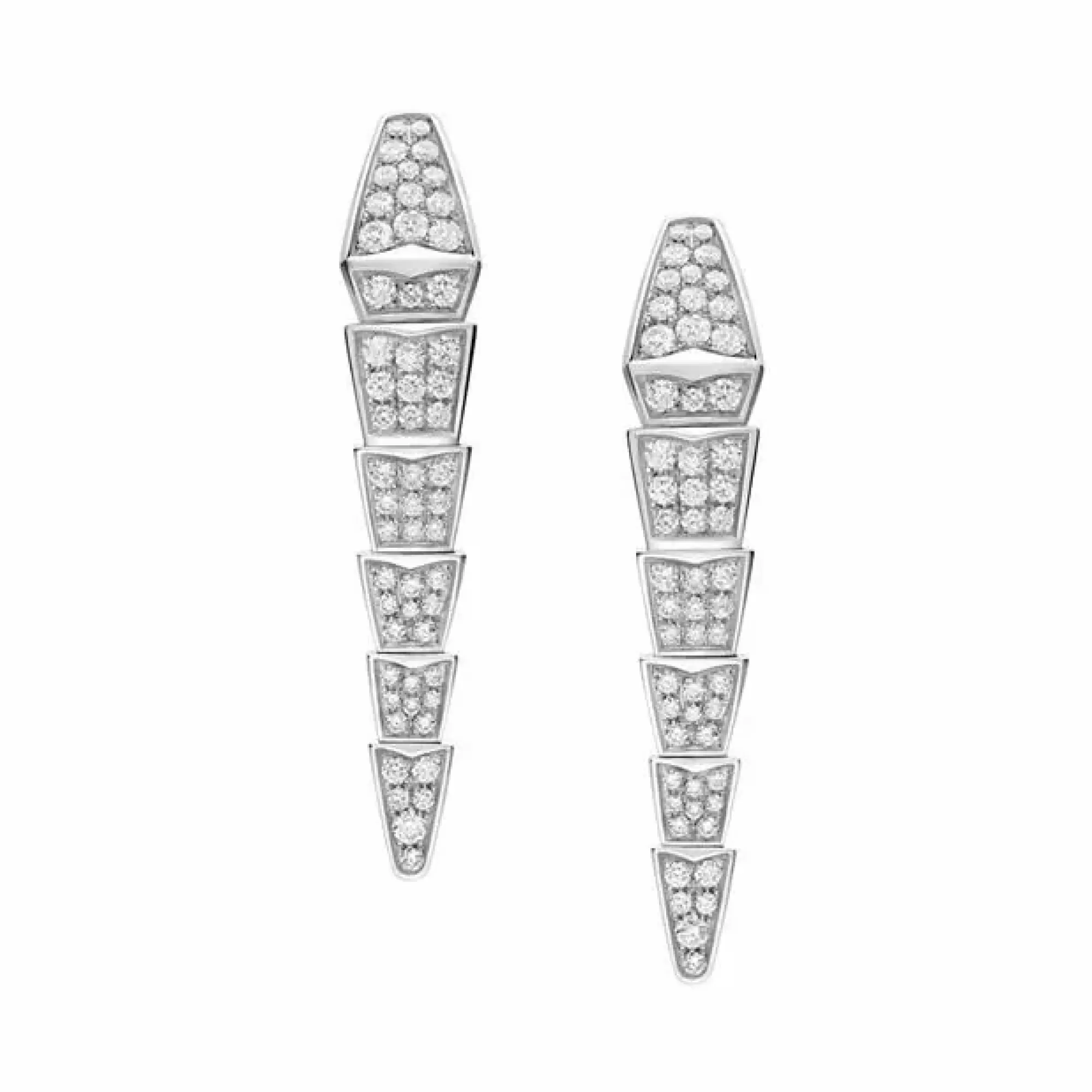 Bvlgari Serpenti Viper 18K White Gold Diamond Earrings Fashion