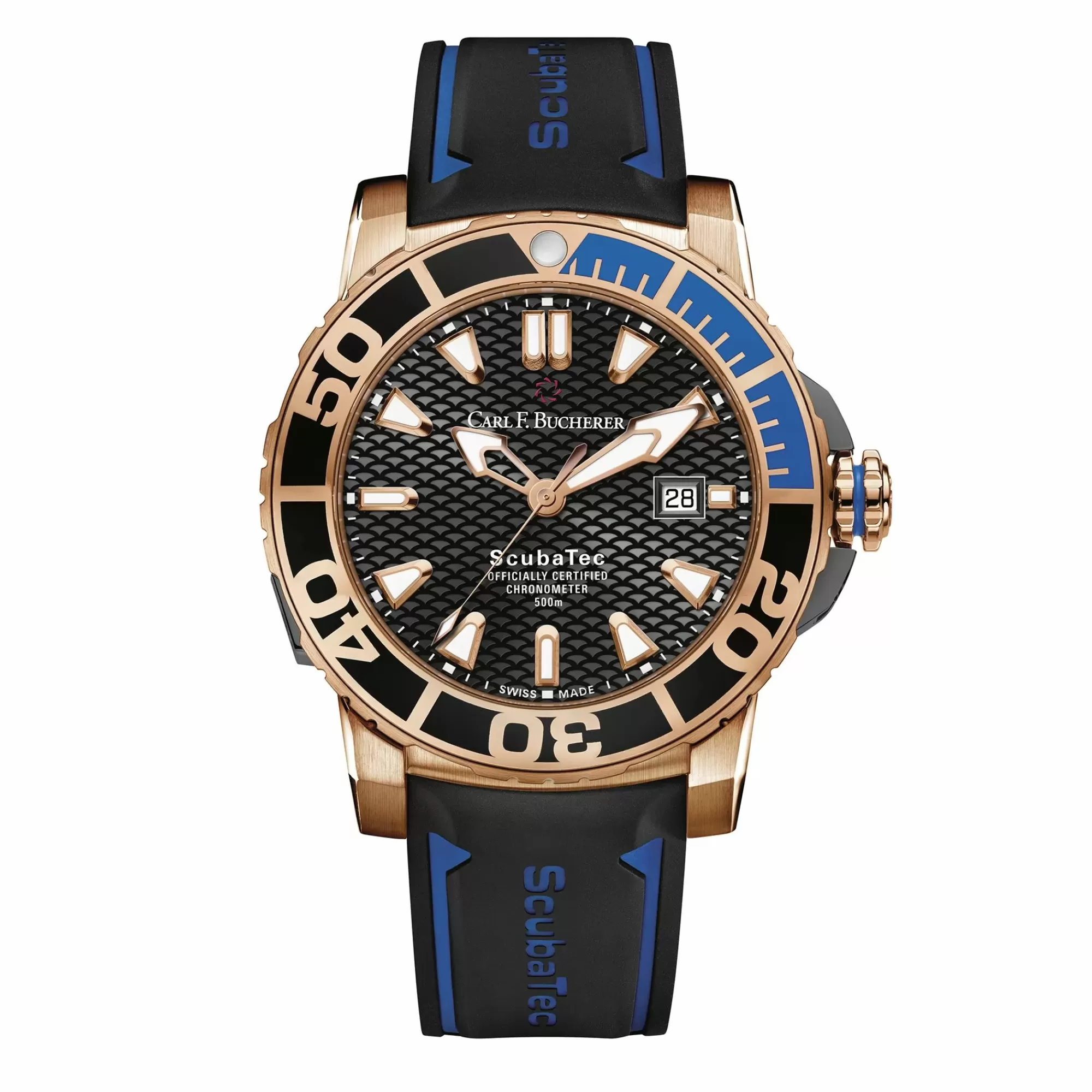 Carl F. Bucherer Patravi 18K Rose Gold 44.6Mm Blue Scubatec Hot
