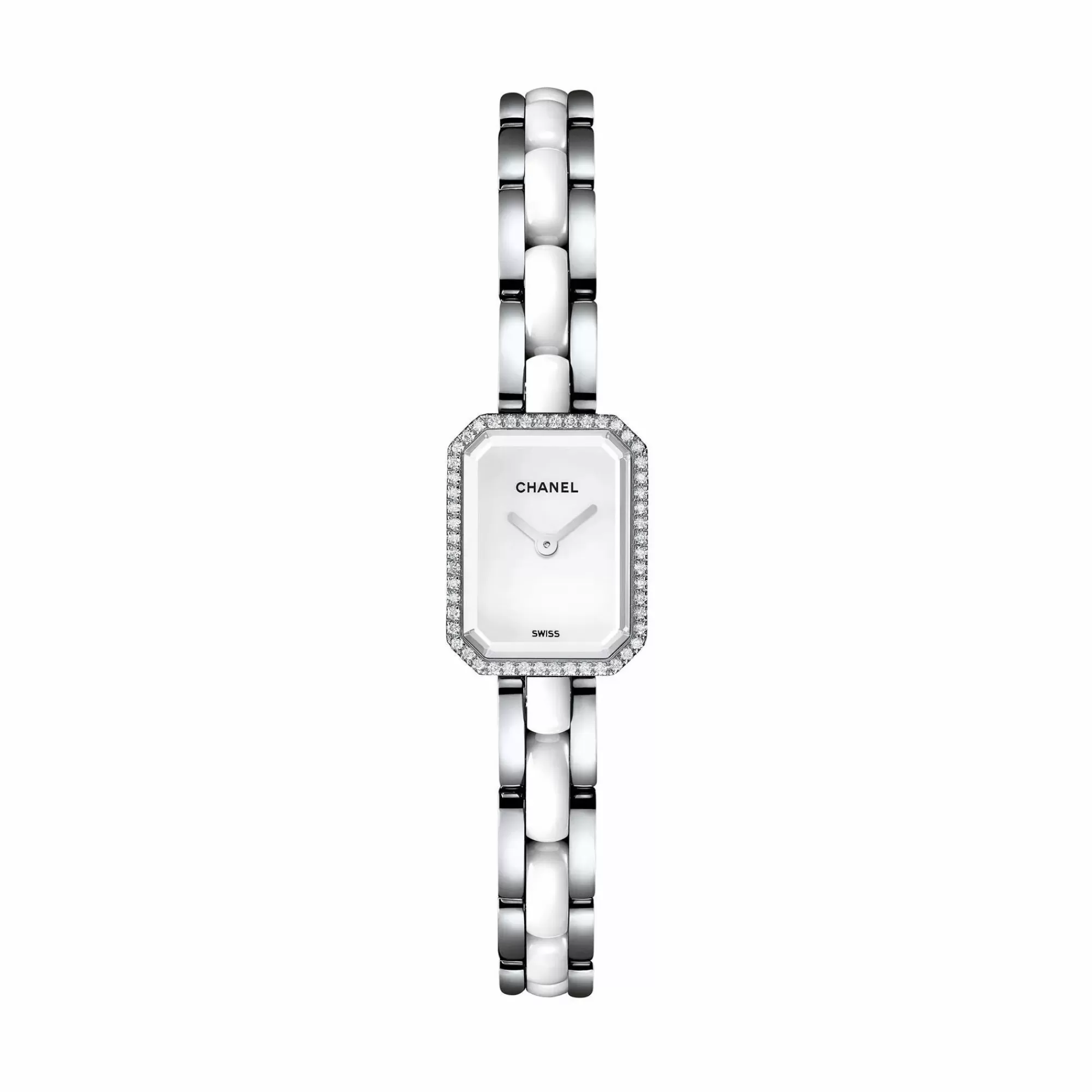 Chanel Premiere Steel And White Ceramic Diamond Mini Watch Best Sale