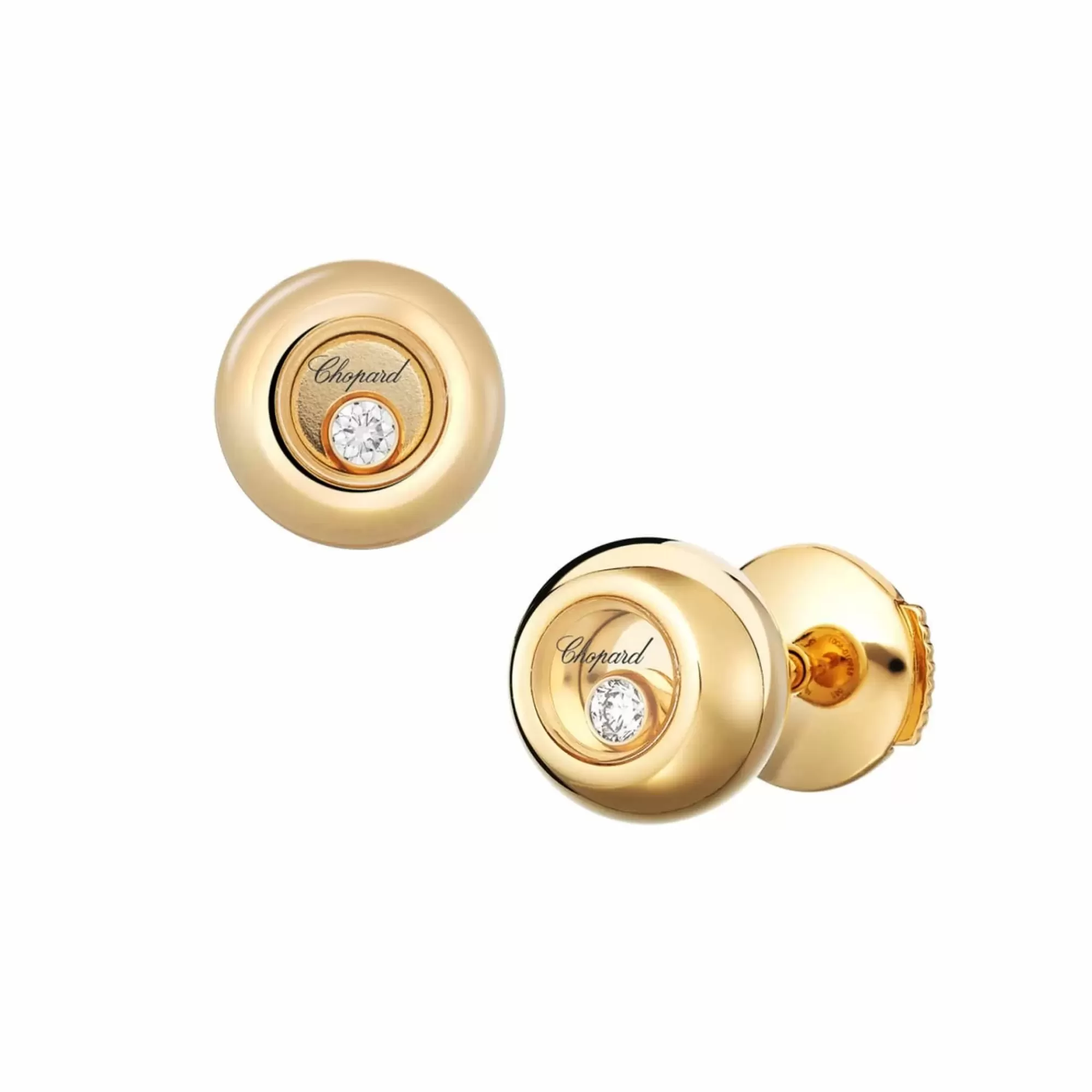 Chopard Happy Diamond 18K Rose Gold Circle Stud Earrings Hot