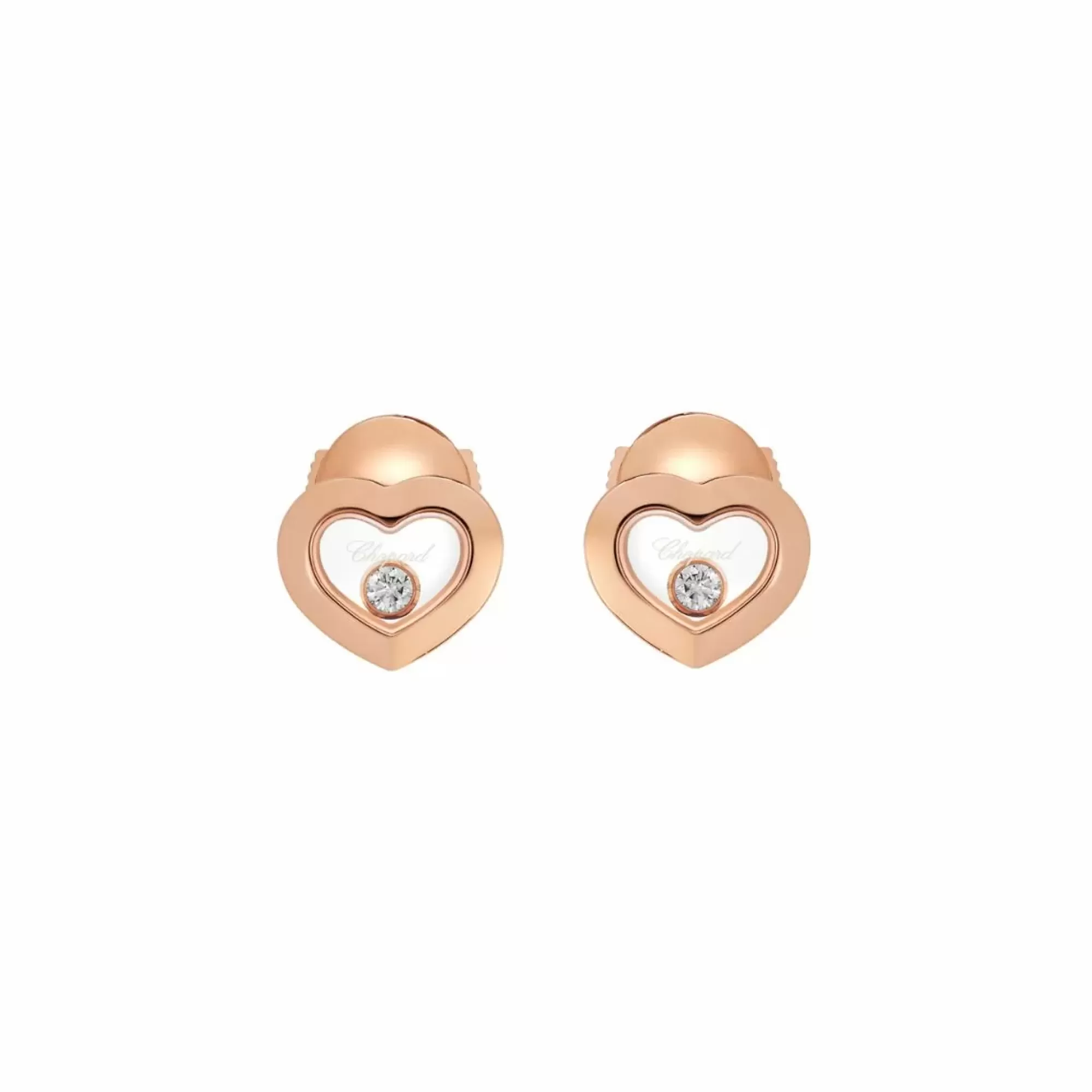Chopard Happy Diamonds 18K Rose Gold 3 Diamond Heart Stud Earrings Cheap