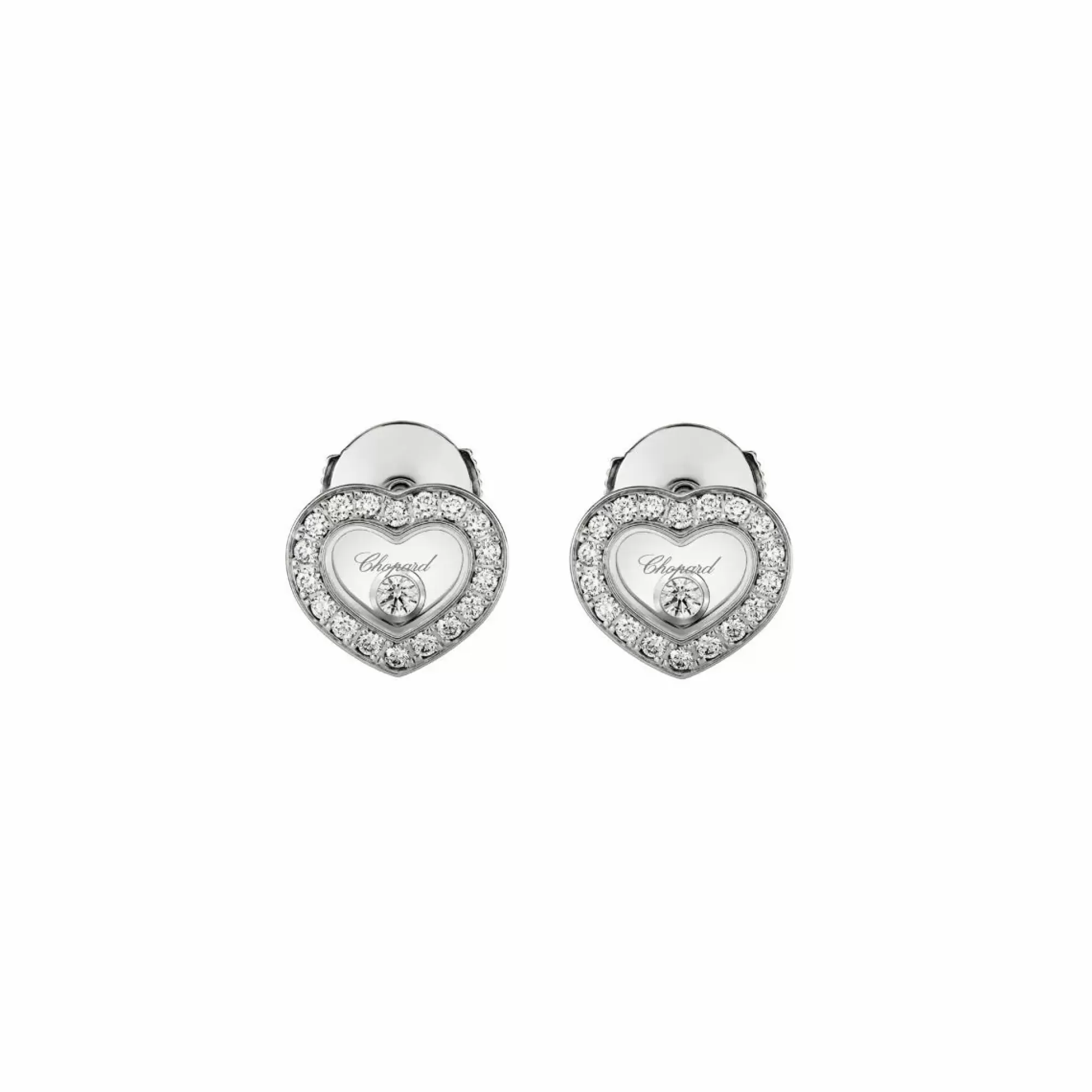 Chopard Happy Diamonds 18K White Gold Diamond Heart Stud Earrings Discount