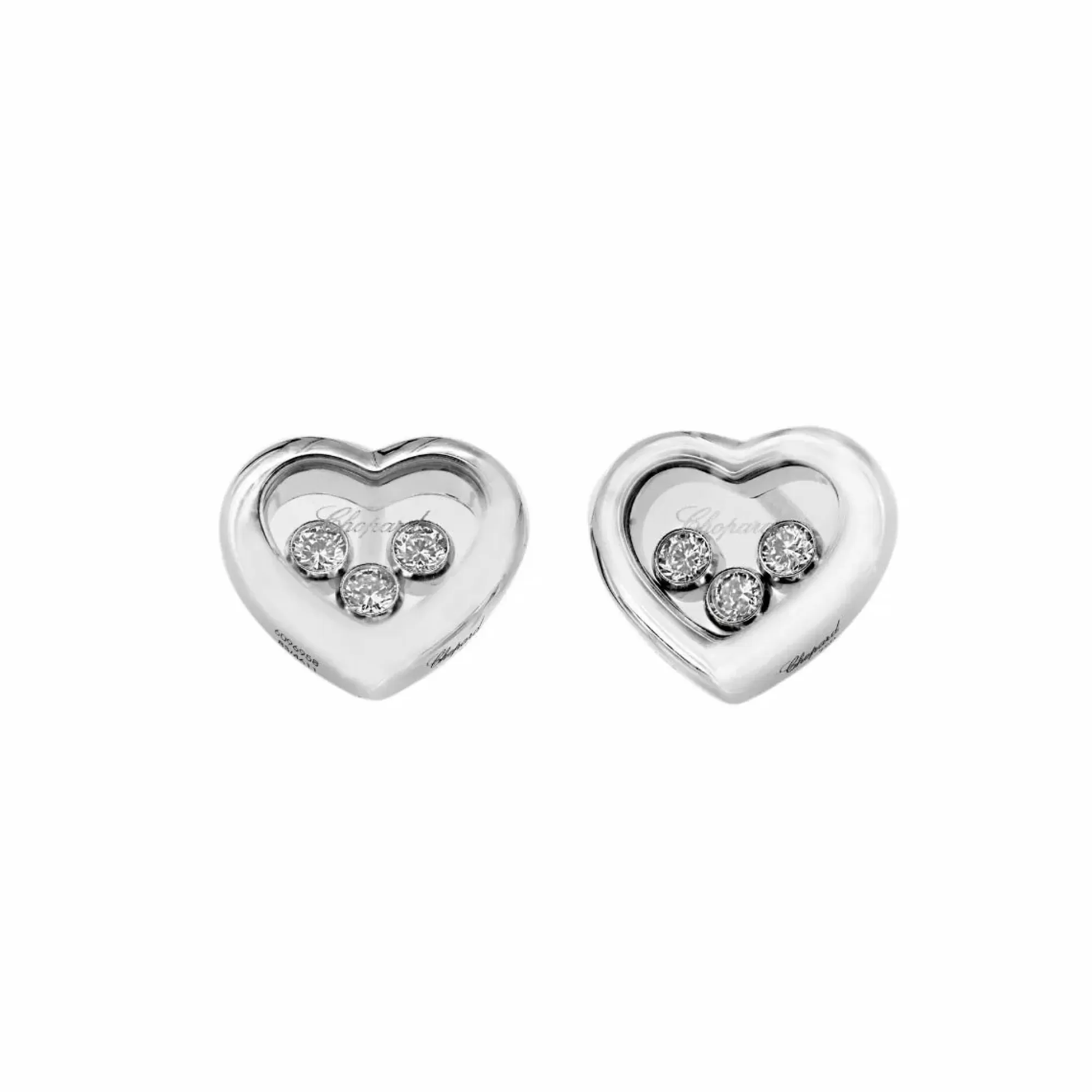 Chopard Happy Diamonds 18K White Gold Heart Earring Studs Discount