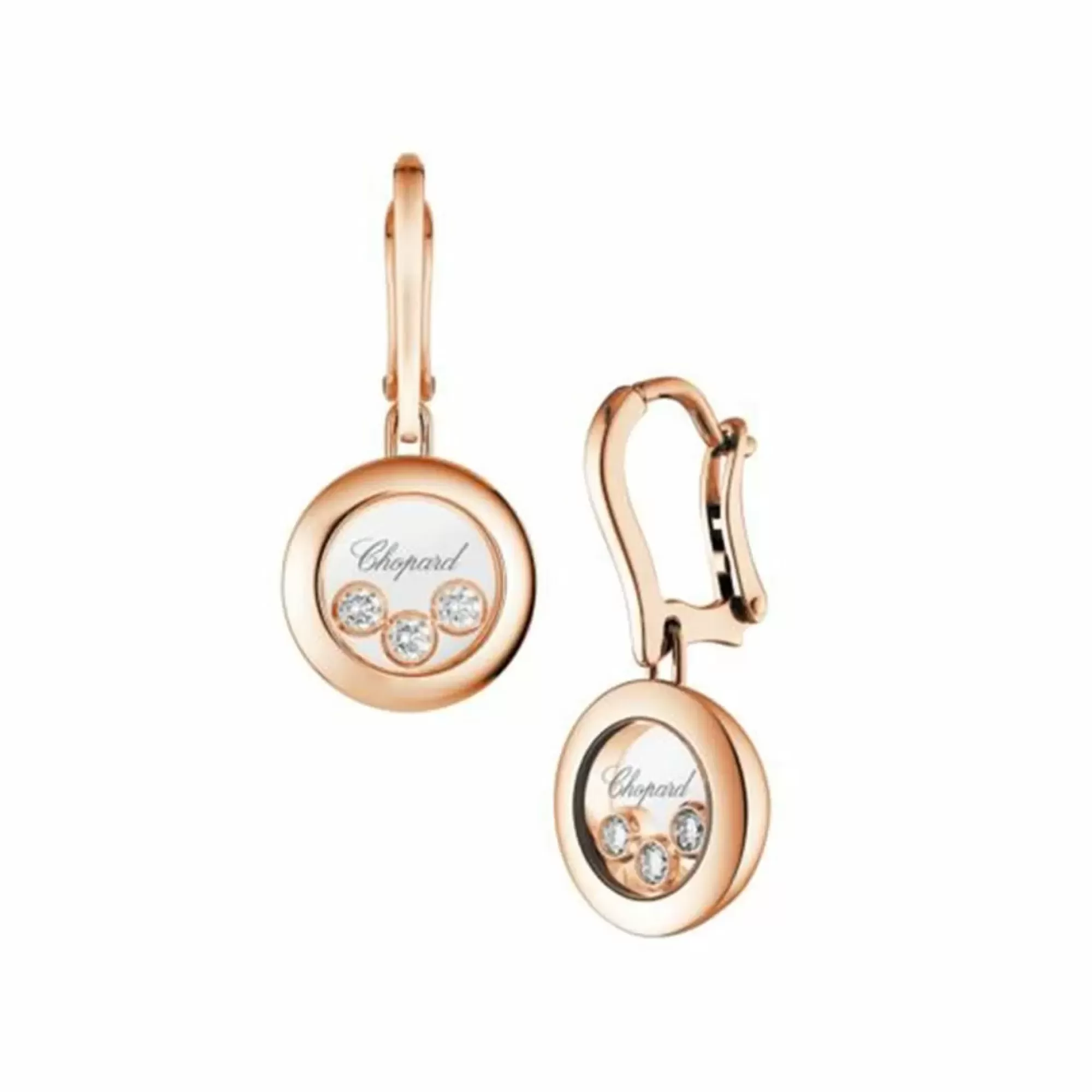 Chopard Happy Diamonds Icons Rose Gold Triple Diamond Earrings Best Sale