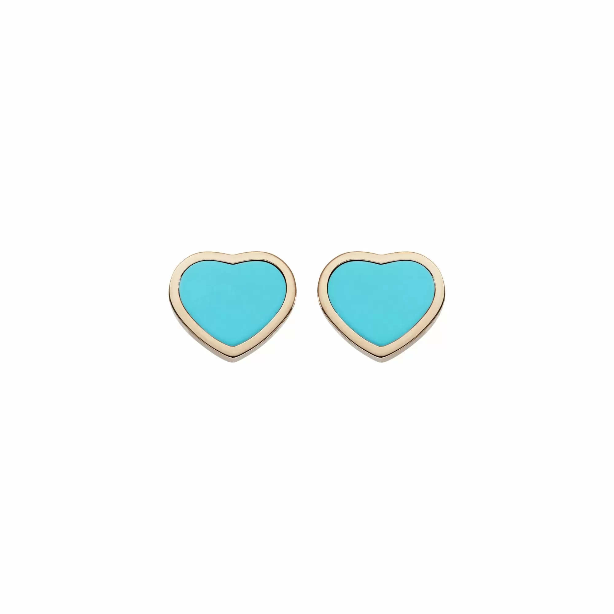 Chopard Happy Heart 18K Rose Gold And Turquoise Stud Earrings Cheap