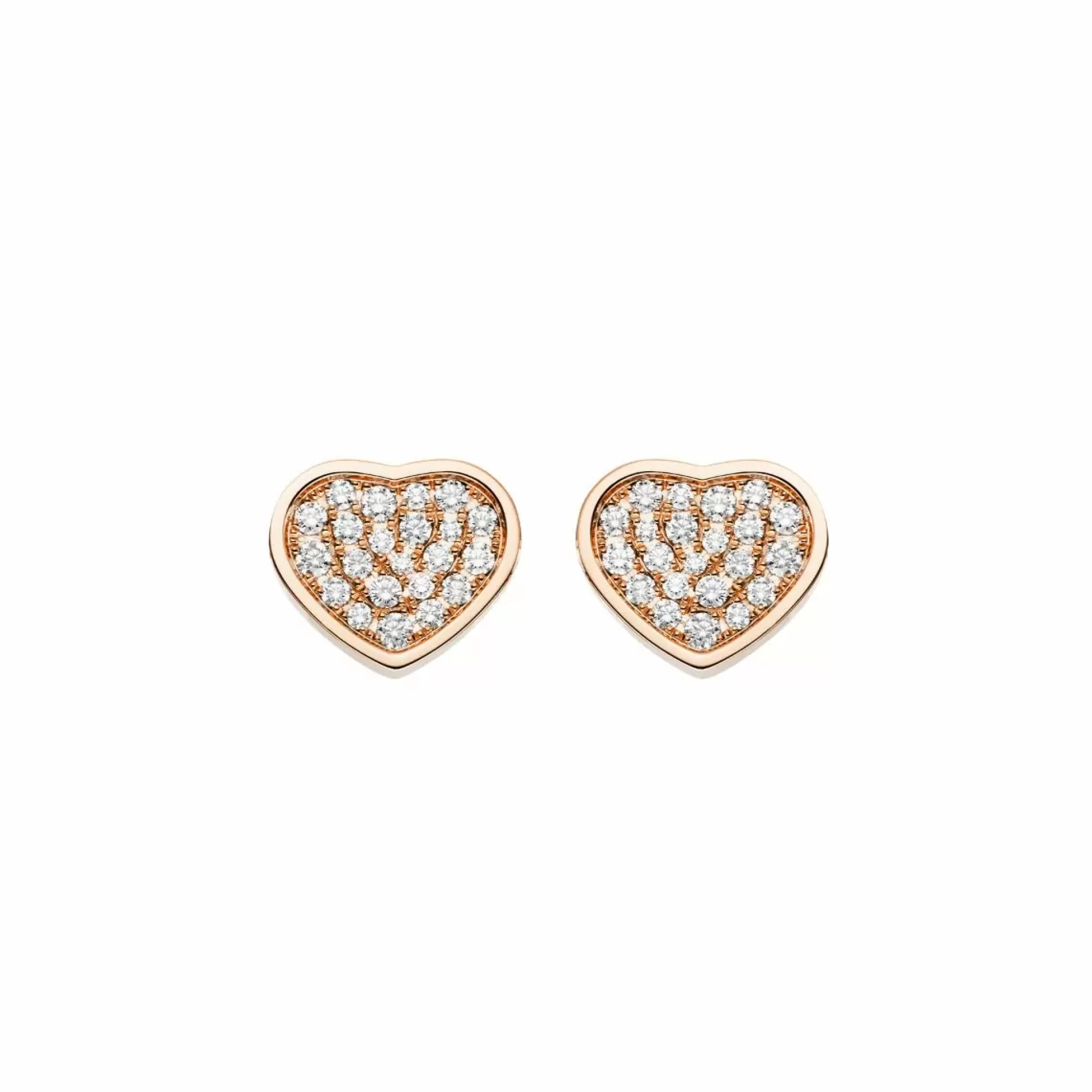 Chopard Happy Hearts 18K Rose Gold Pave Diamond Stud Earrings Flash Sale