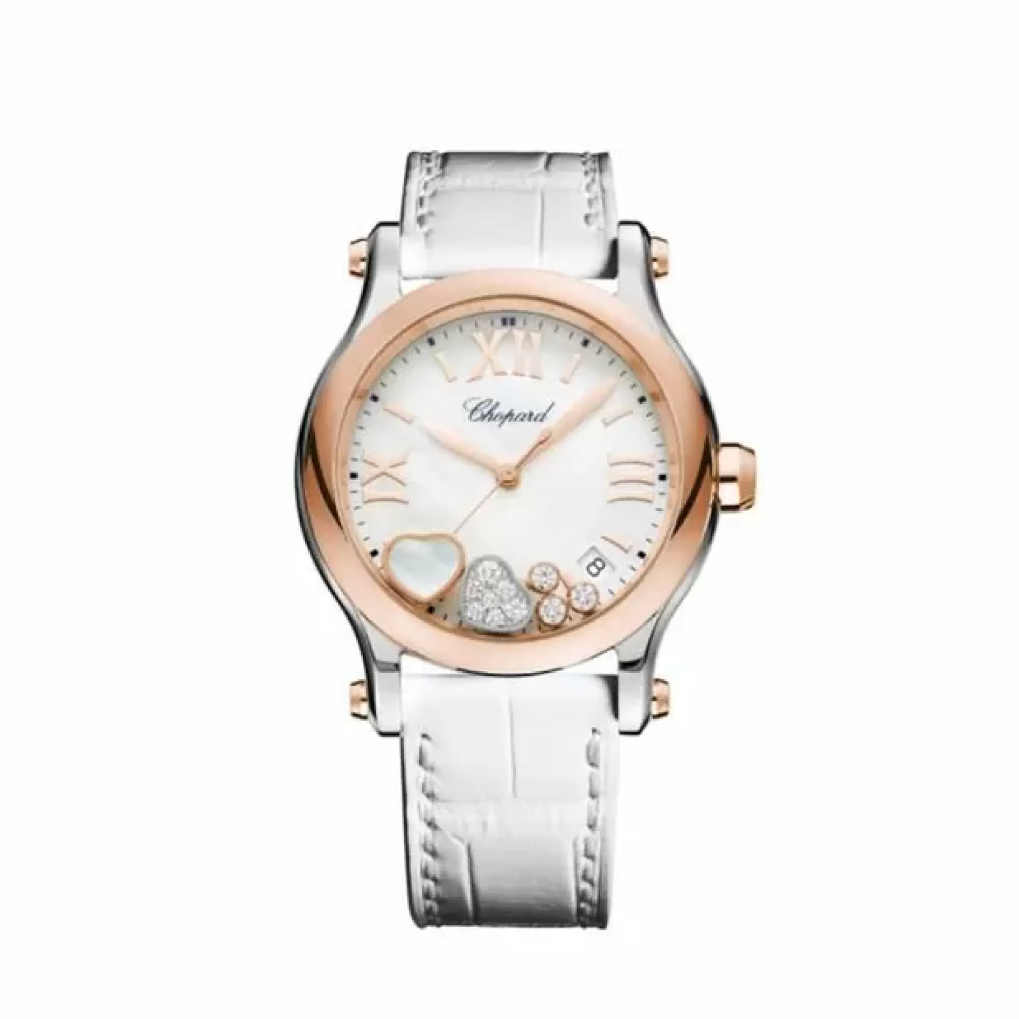 Chopard Happy Hearts 36Mm Stainless Steel Rose Gold And Diamonds Hot