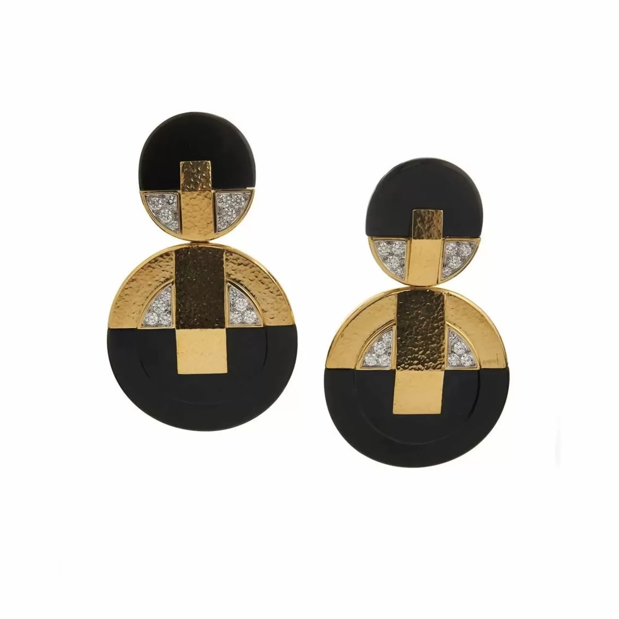 David Webb Manhattan Minimalism 18K Diamond And Onyx Drop Earrings Best Sale