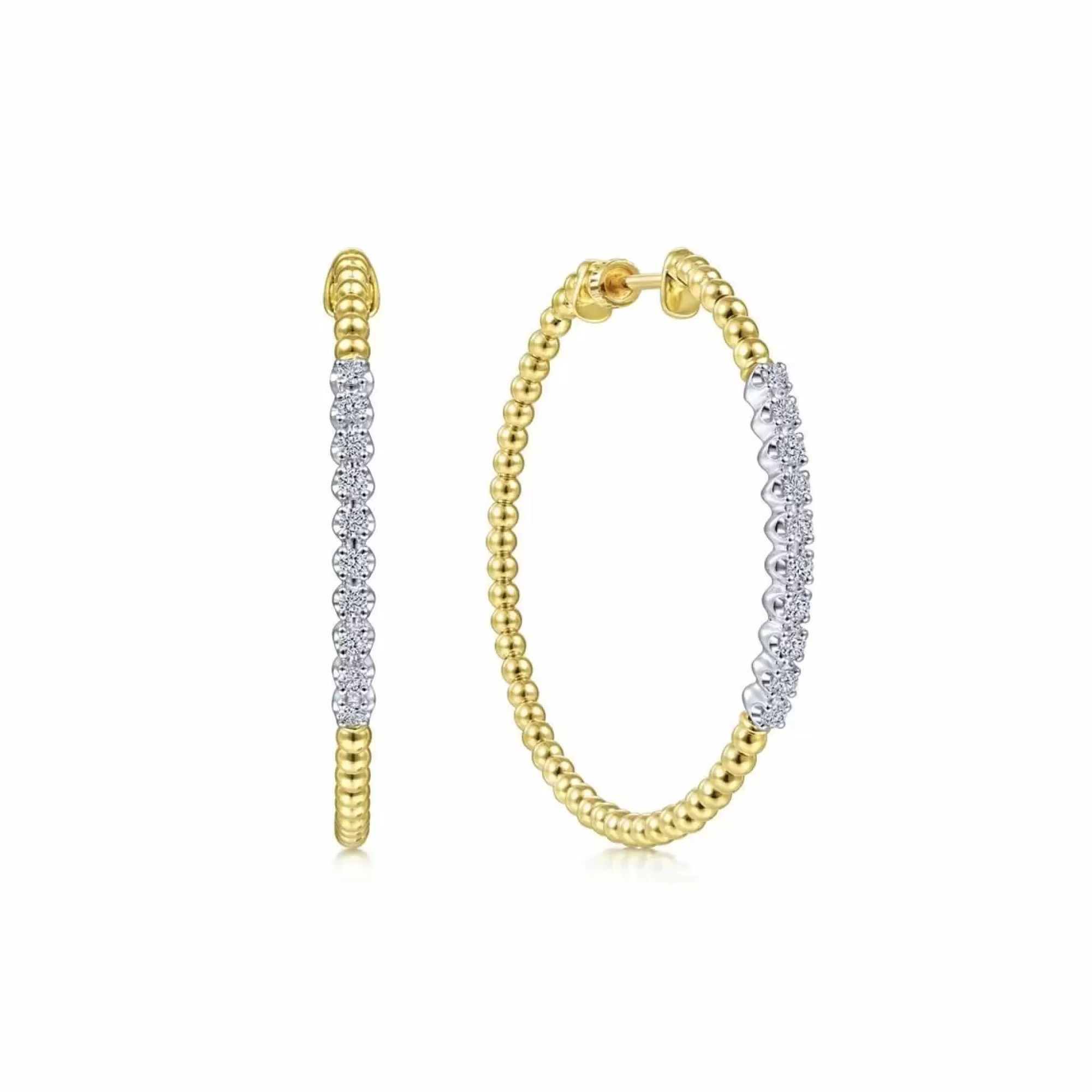 Gabriel & Co Bujukan 14K Yellow And White Gold Diamond 40Mm Classic Hoop Earrings Store