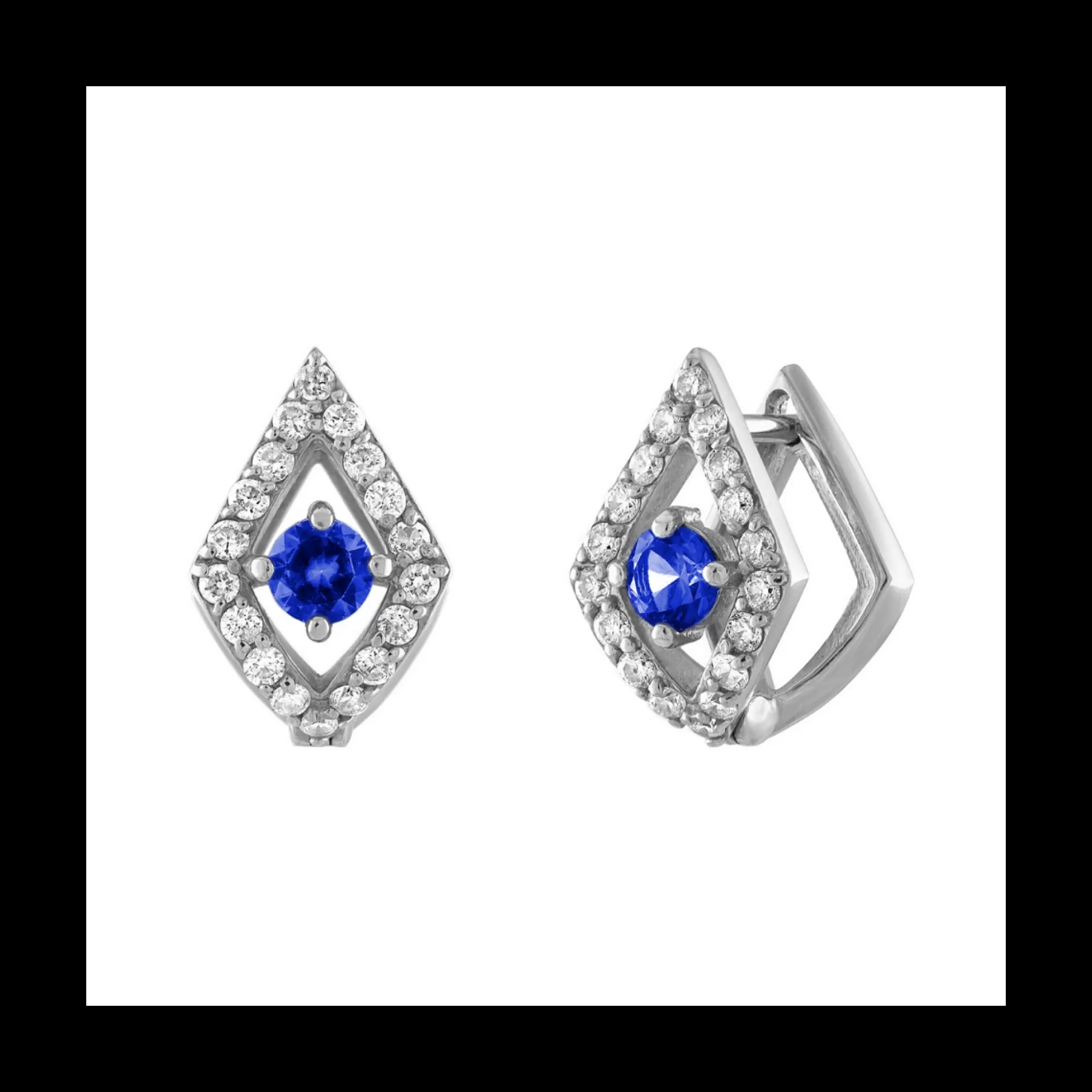 Gigi Ferranti Lucia 14K White Gold Diamond And Blue Sapphire Huggie Earrings Clearance