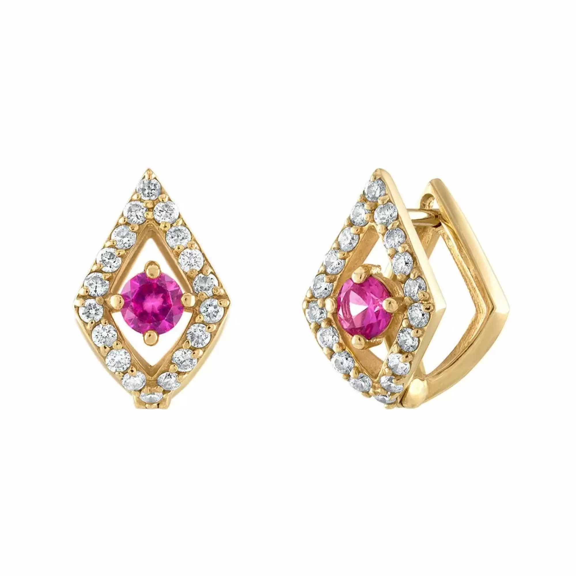 Gigi Ferranti Lucia 14K Yellow Gold Diamond And Pink Sapphire Huggie Earrings Best Sale