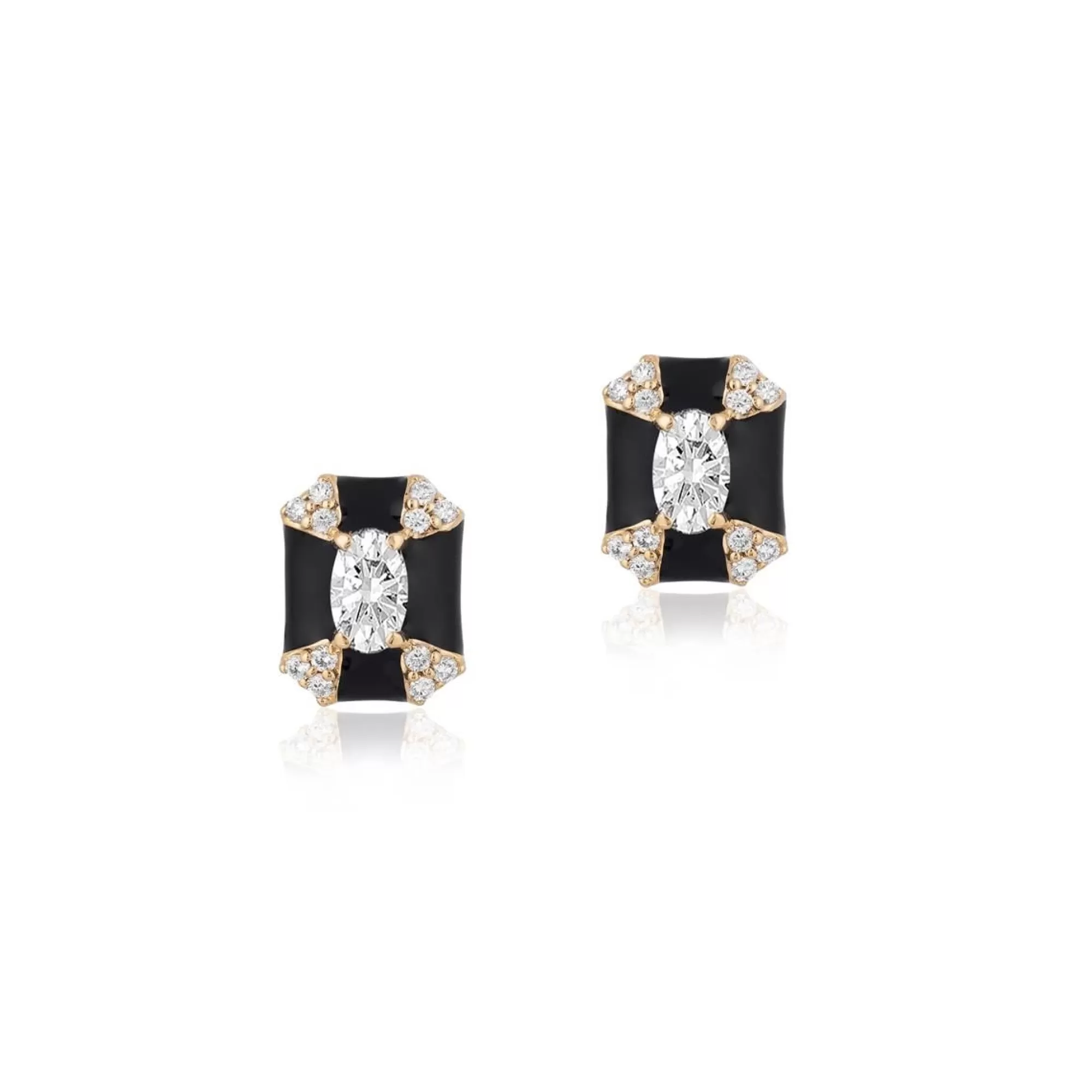 Goshwara Queen Octagon Diamond And Enamel Stud Earrings Best Sale