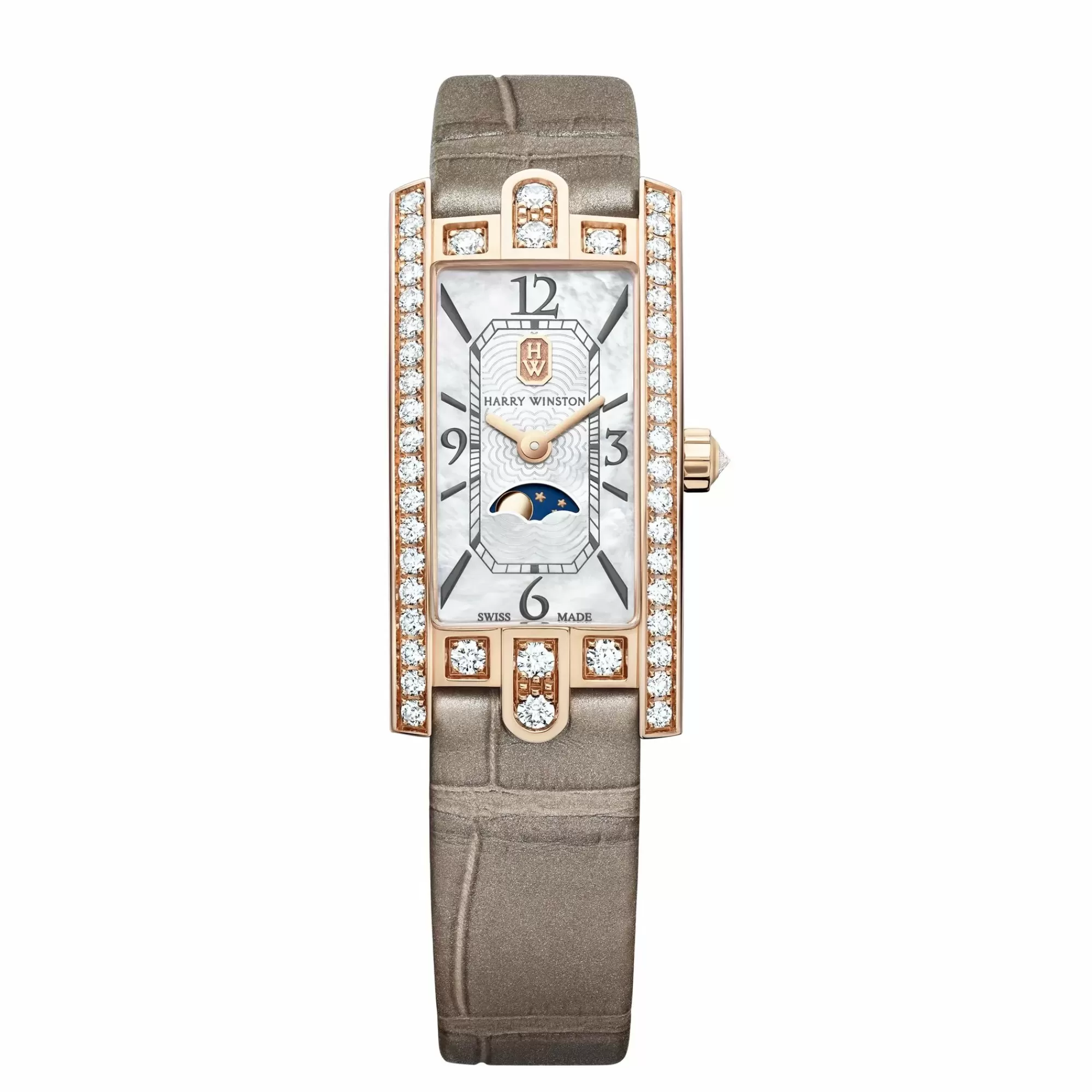 Harry Winston Avenue C Mini Moon Phase Watch New