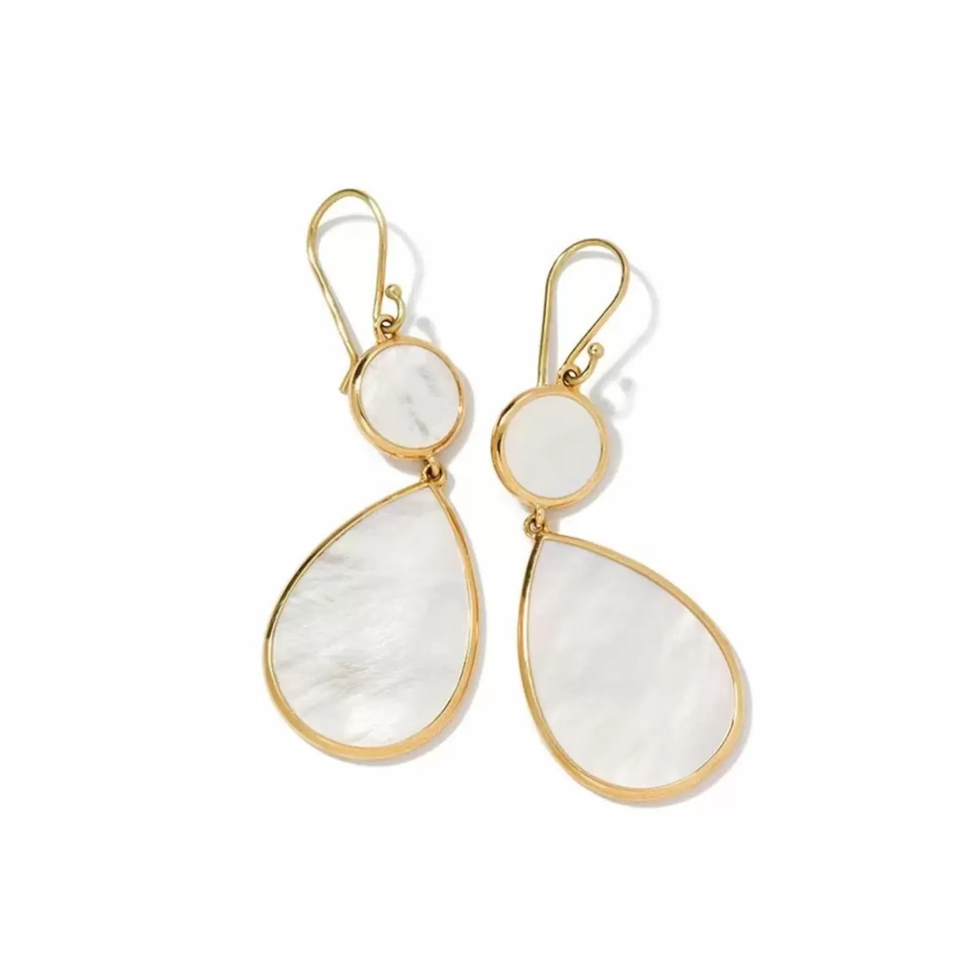 Ippolita Rock Candy 18K Yellow Gold Mother Of Pearl Snowman 2 Stone Drop Earrings Shop