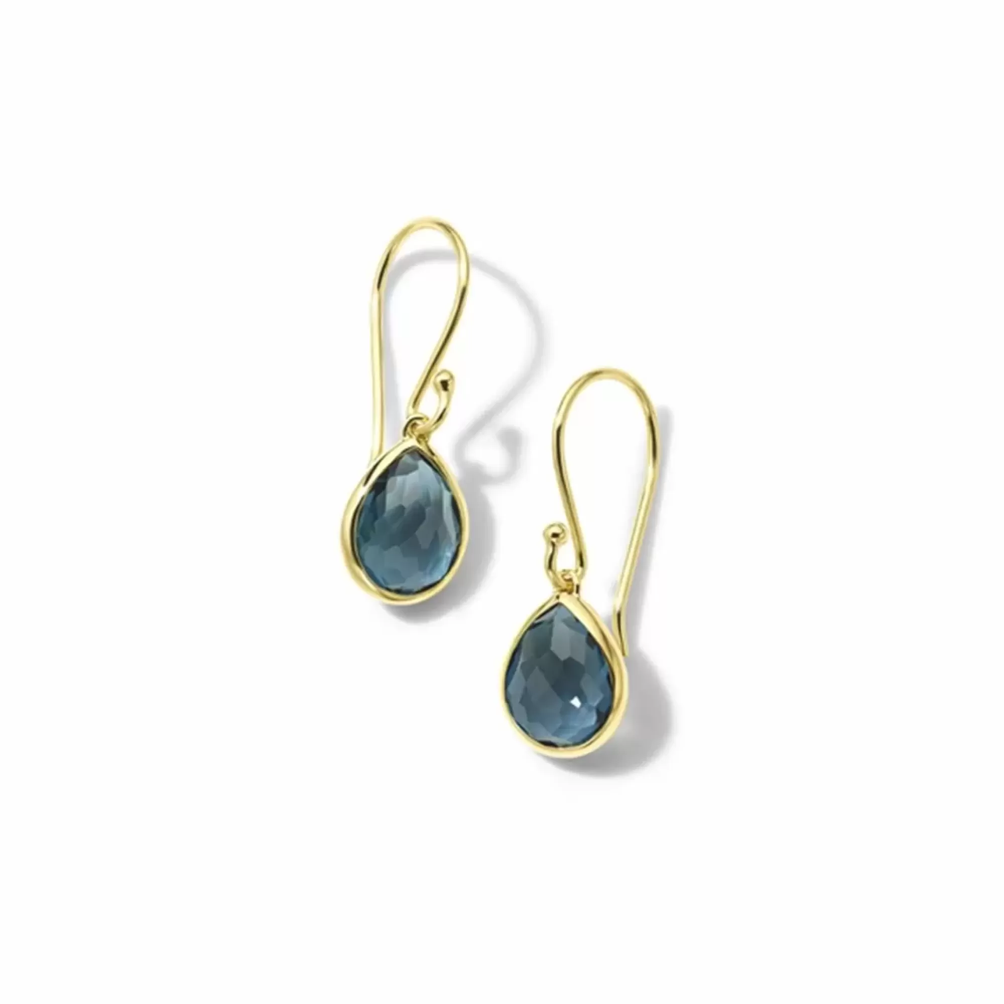 Ippolita Rock Candy Yellow Gold Teeny London Blue Topaz Teardrop Earrings Best Sale