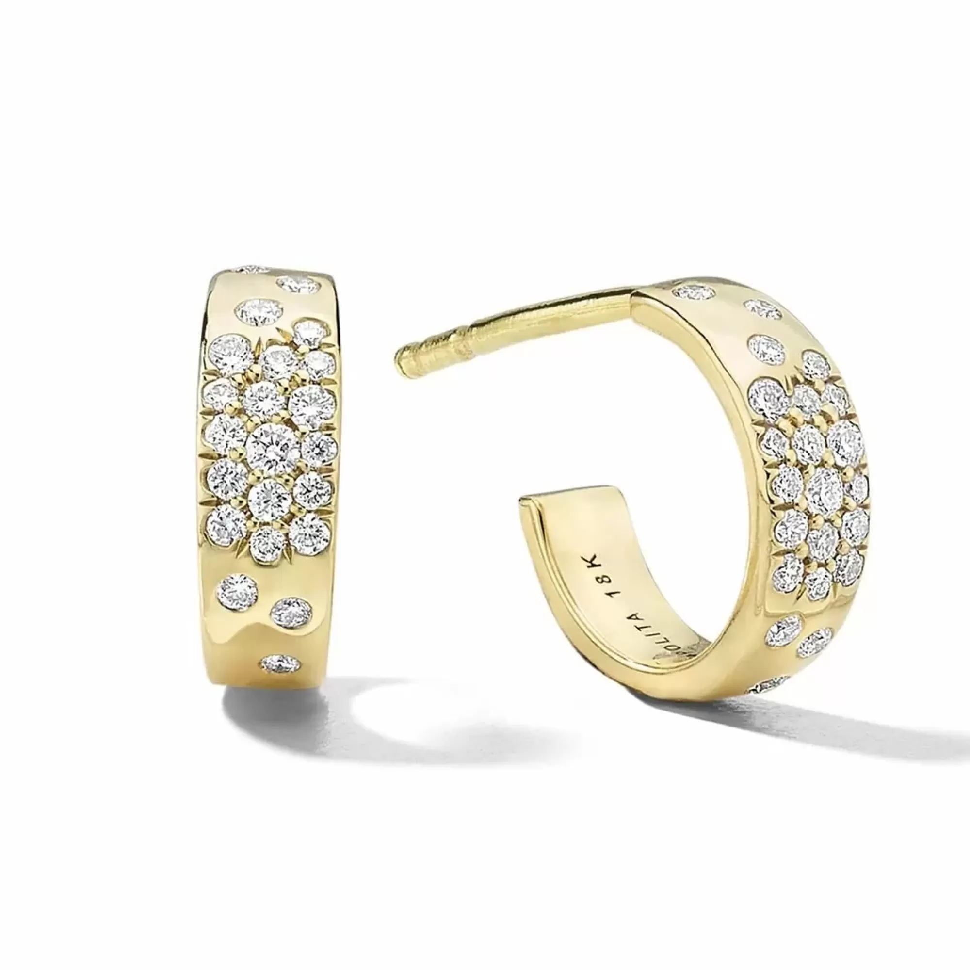 Ippolita Stardust Yellow Gold Diamond Huggie Hoop Earrings Fashion