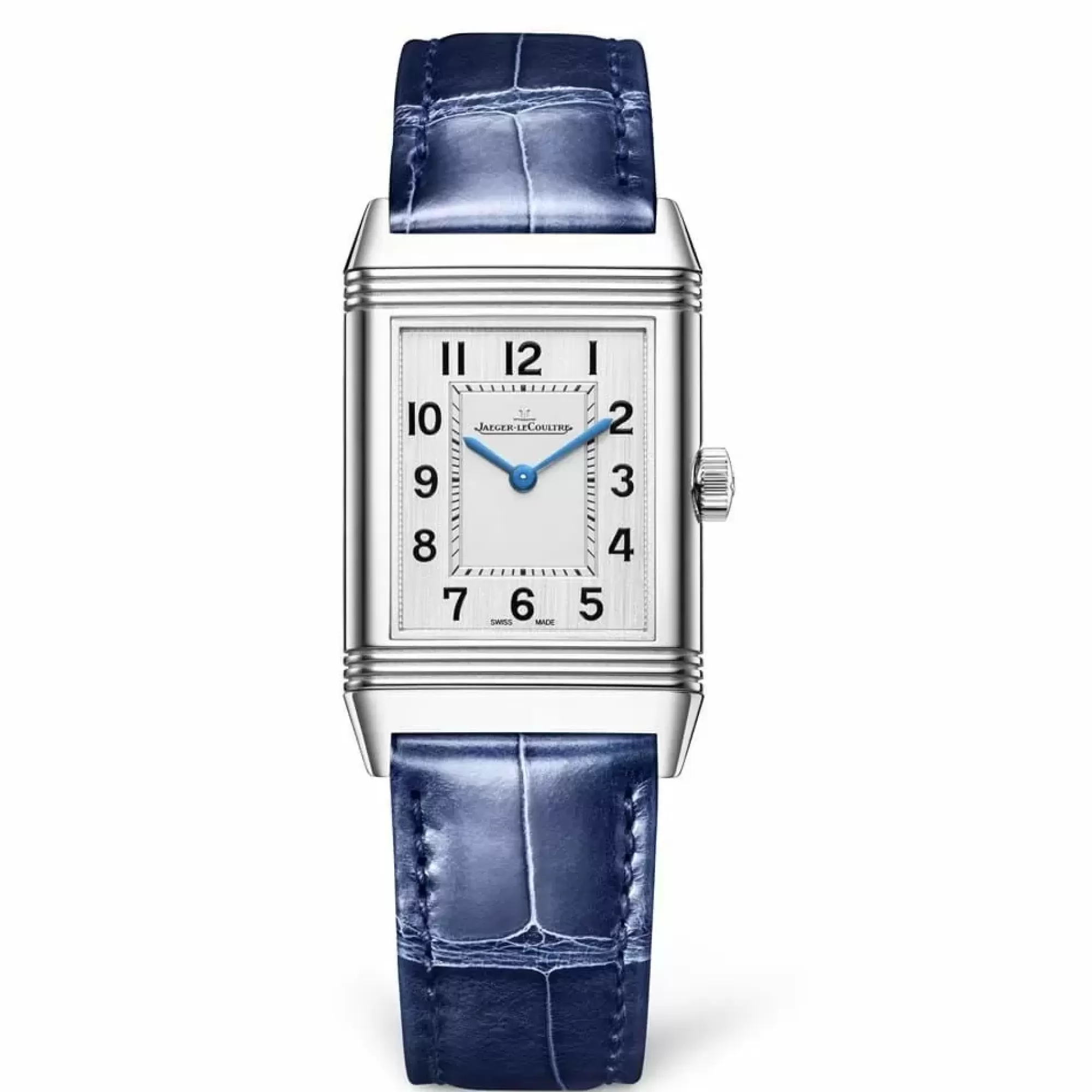 Jaeger-LeCoultre Reverso Classic Medium Thin Stainless Steel Blue Leather Strap Clearance
